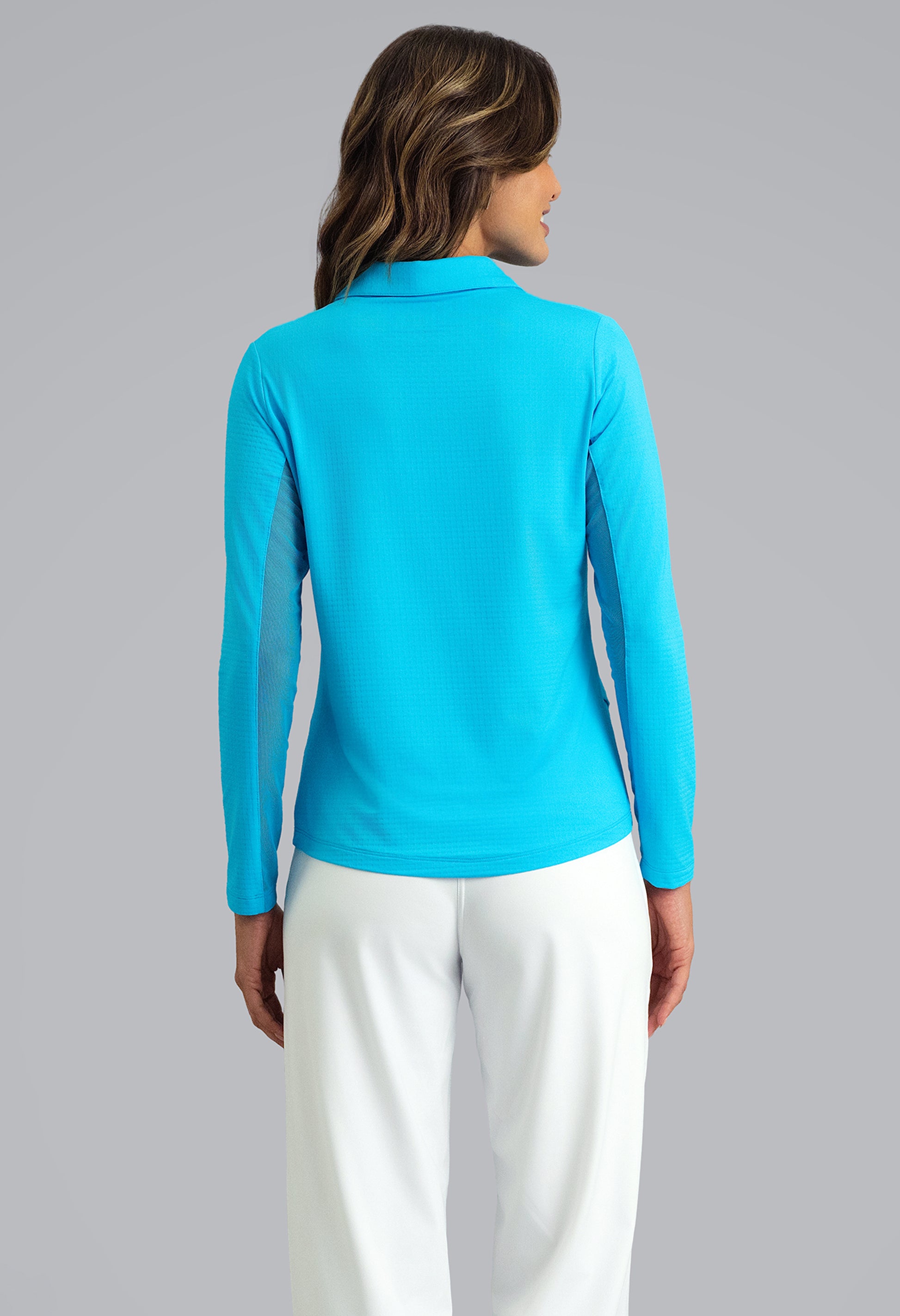 IBKÜL - Long Sleeve Zip Polo - Color: Turquoise