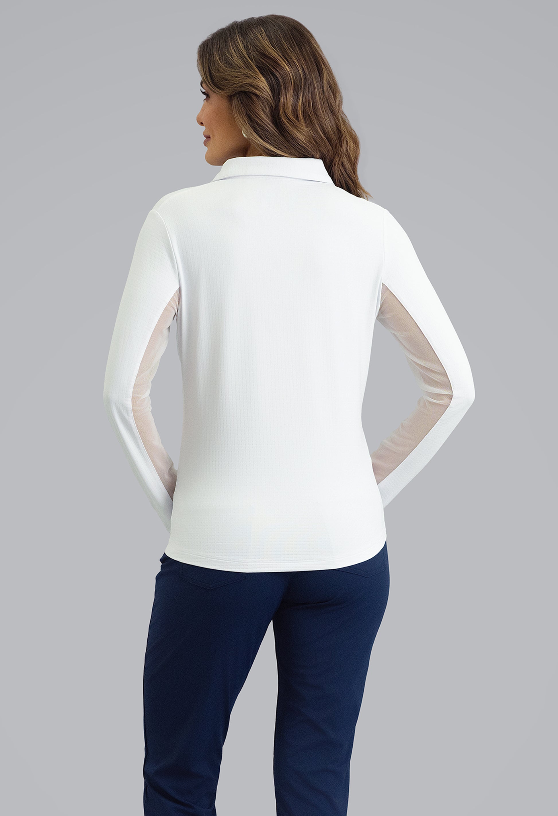 IBKÜL - Long Sleeve Zip Polo - Color: White