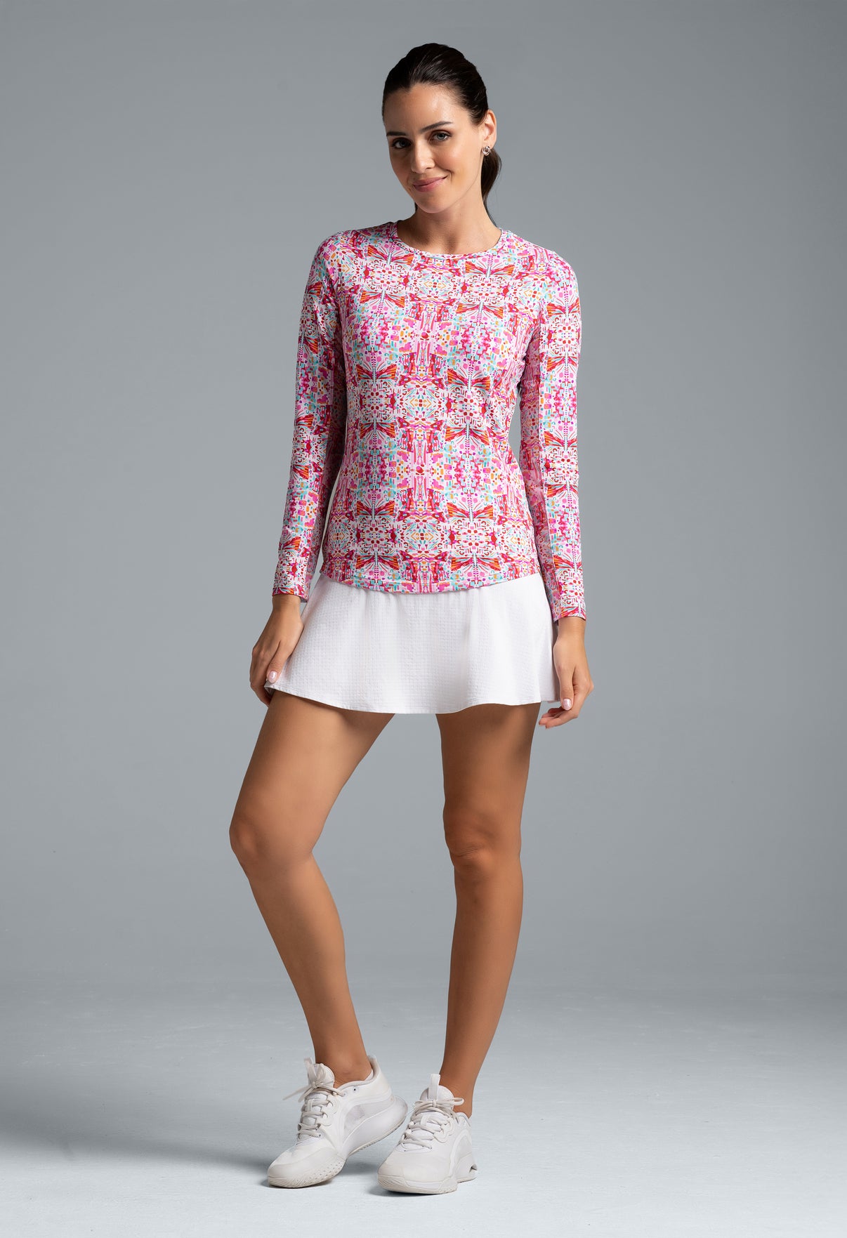 IBKÜL - Ridley Print Long Sleeve Crew Neck – 12089 - Color: Watermelon Multi
