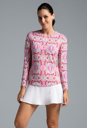 IBKÜL - Ridley Print Long Sleeve Crew Neck – 12089 - Color: Watermelon Multi