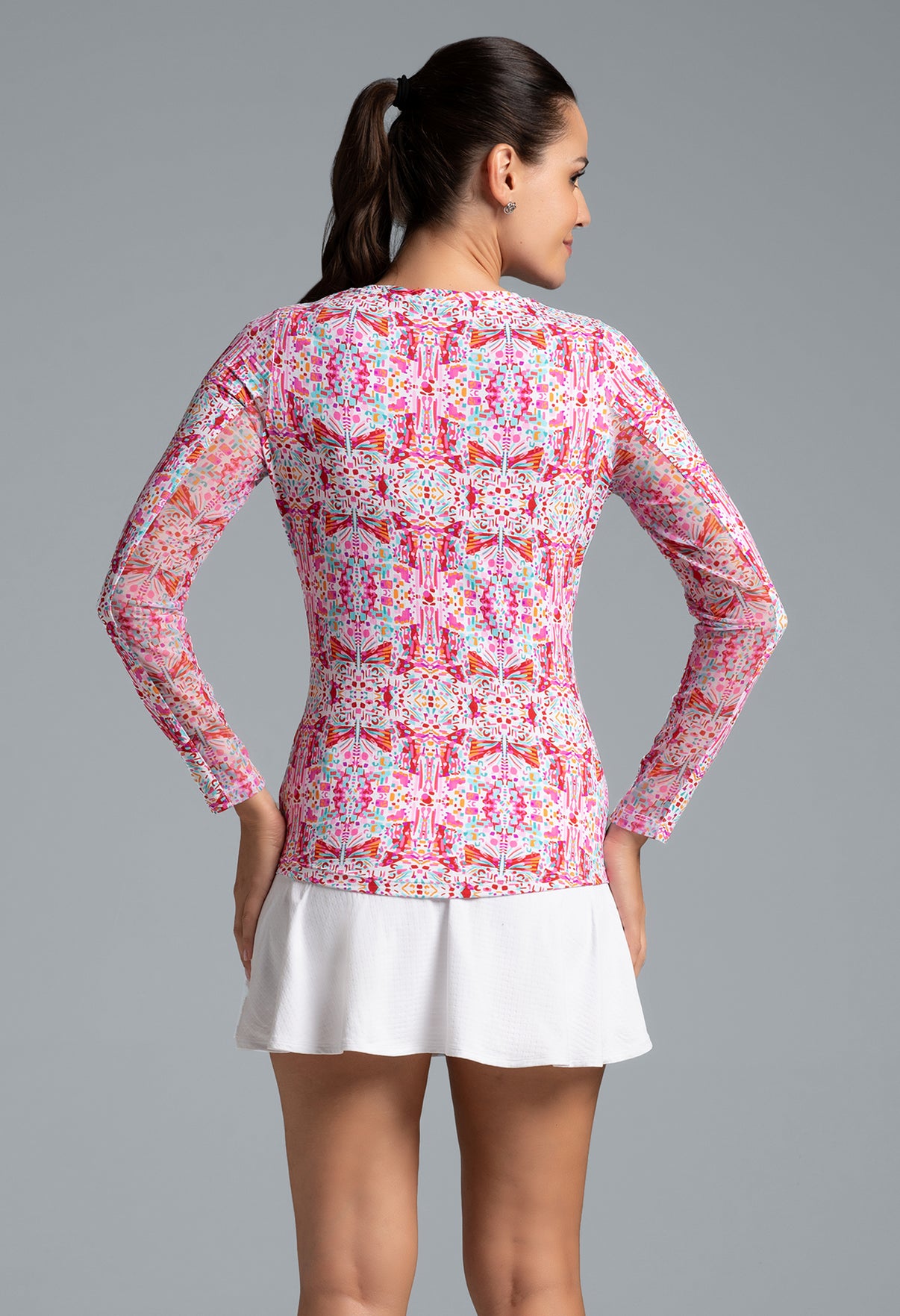 IBKÜL - Ridley Print Long Sleeve Crew Neck – 12089 - Color: Watermelon Multi