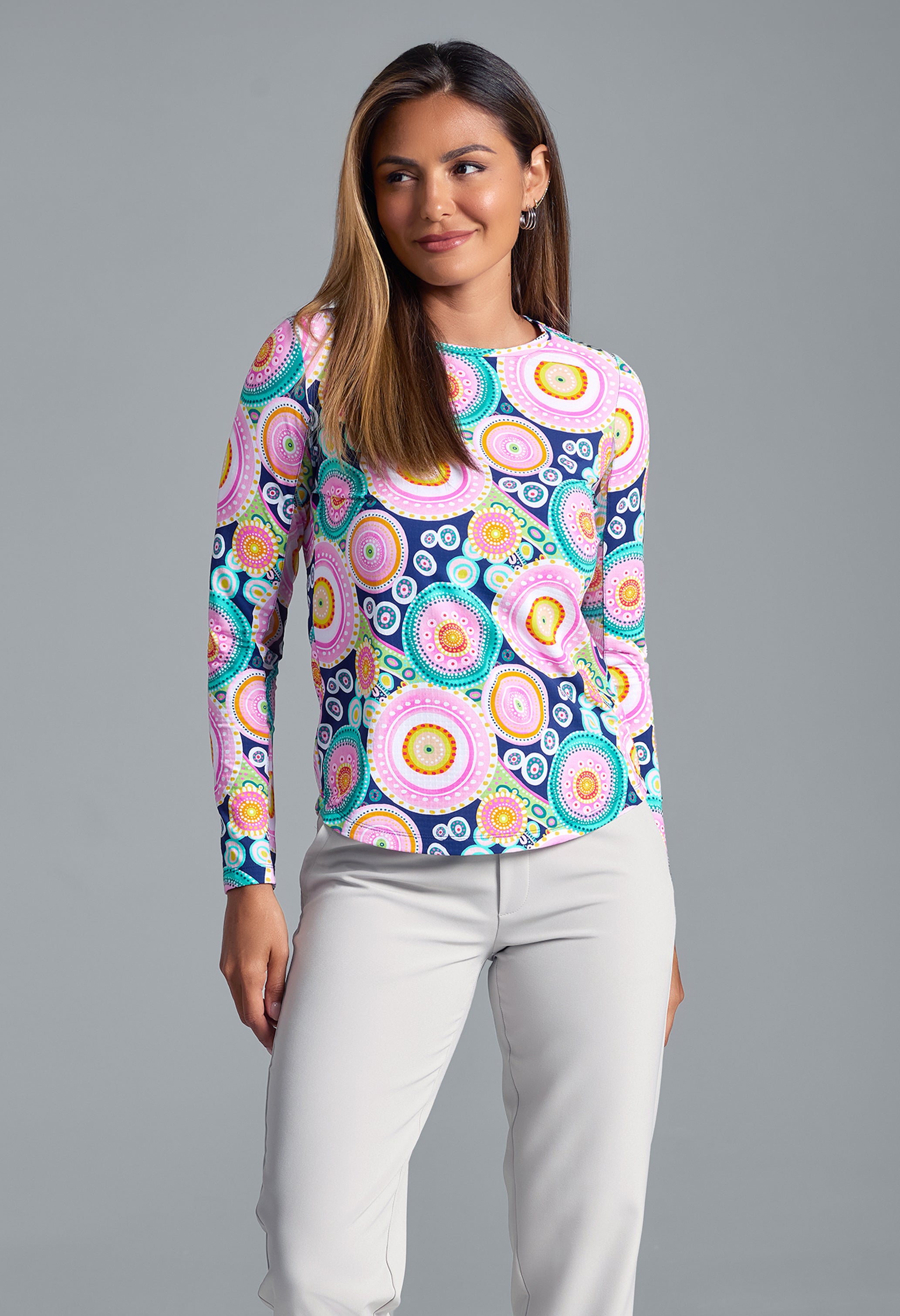 Leona Print Long Sleeve Crew Neck