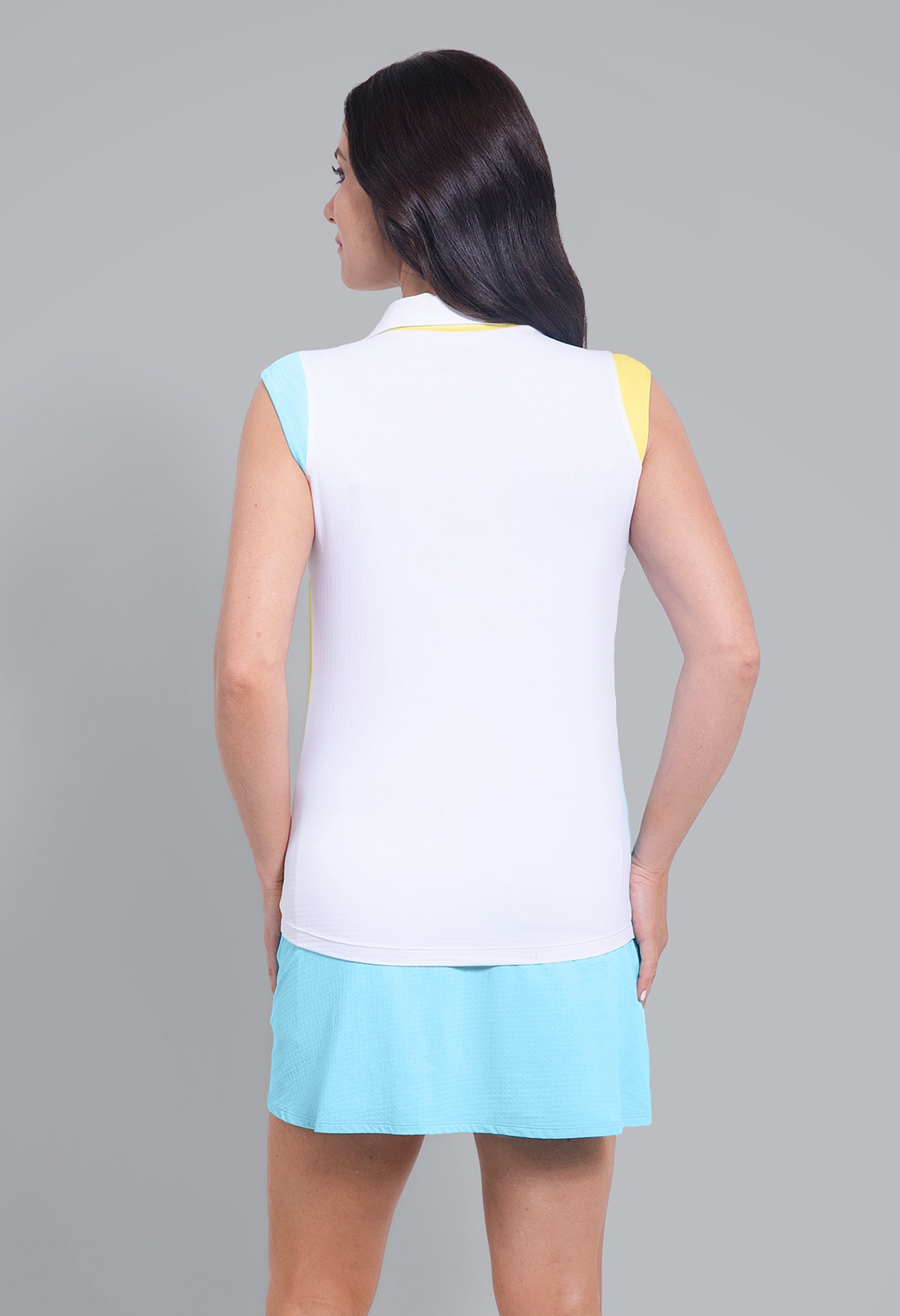 Color Block Print Sleeveless Polo