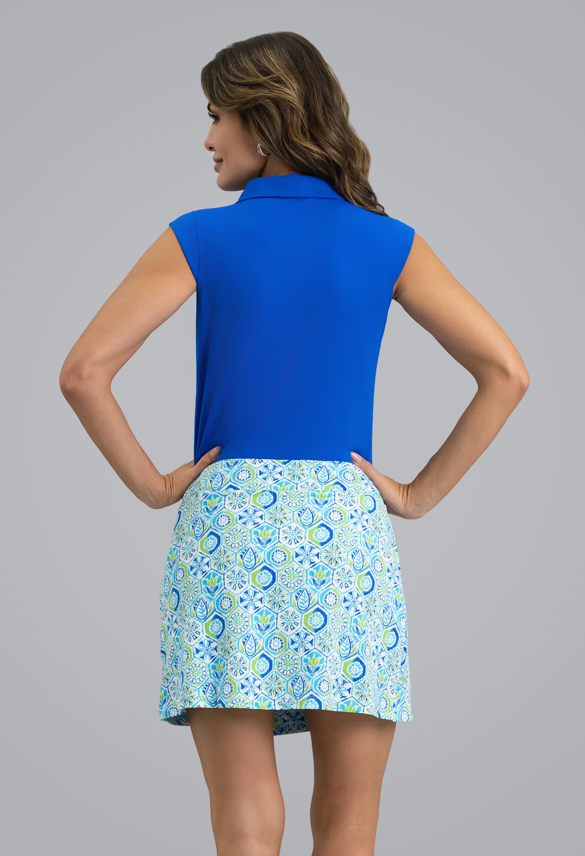 IBKÜL - Alexis Faux Wrap Skort - Color: Lime Multi