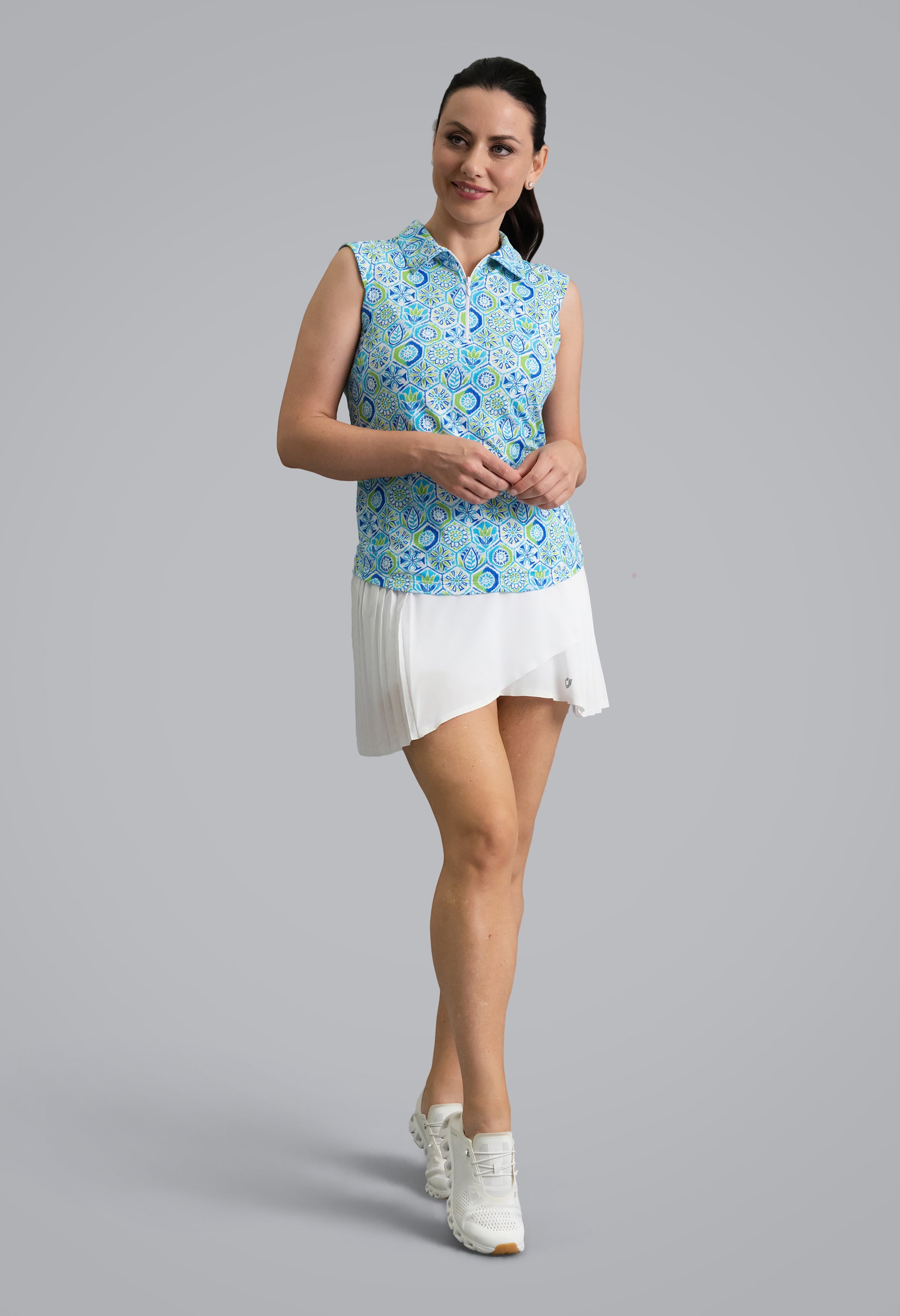 IBKÜL - Alexis Sleeveless Polo - Color: Lime Multi