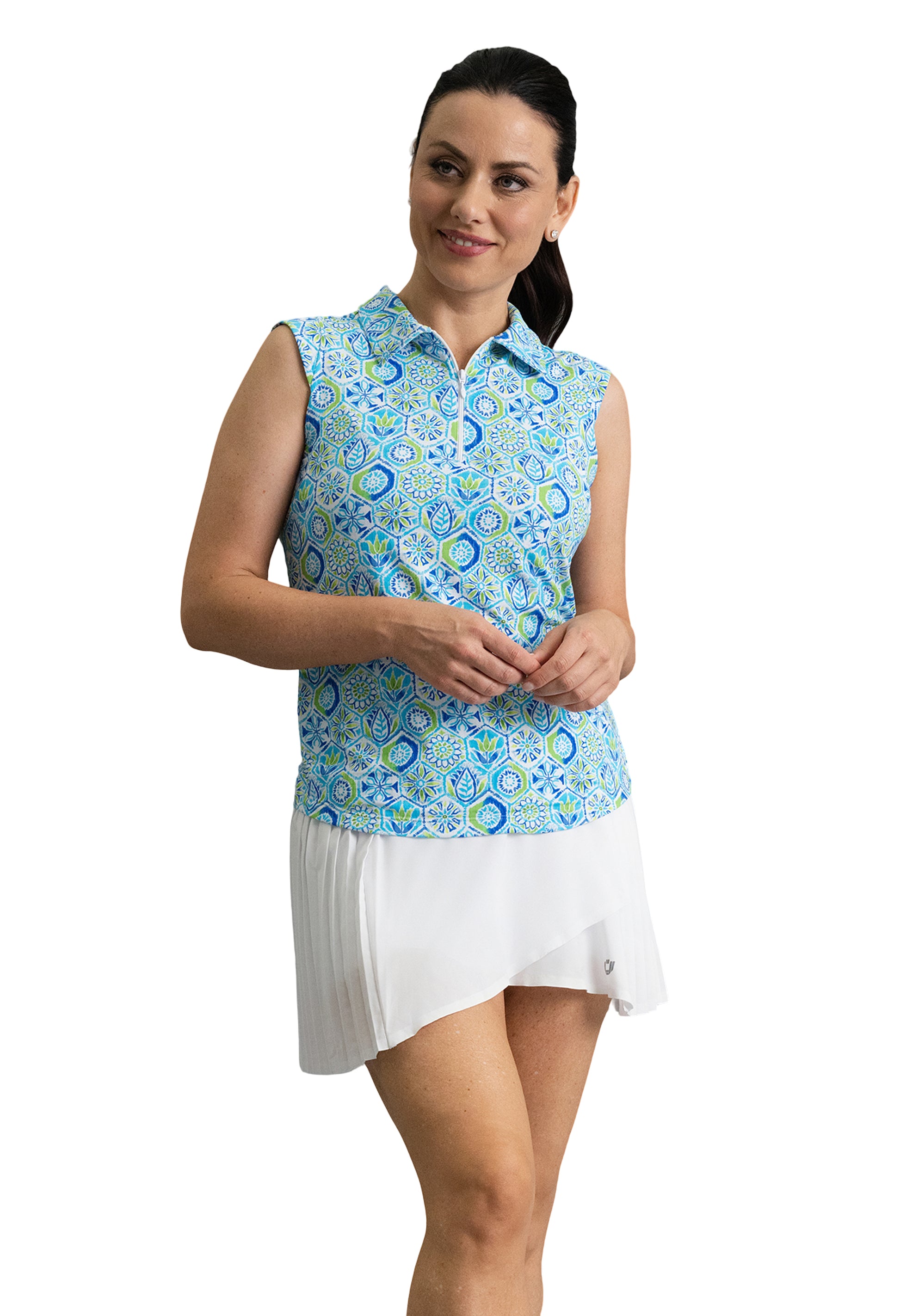 IBKÜL - Alexis Sleeveless Polo - Color: Lime Multi
