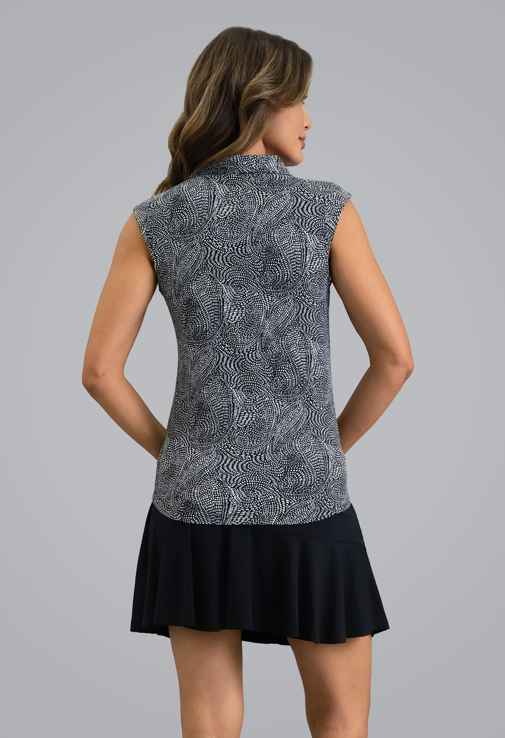 IBKÜL - Stephanie Sleeveless Polo - Color: Black/White