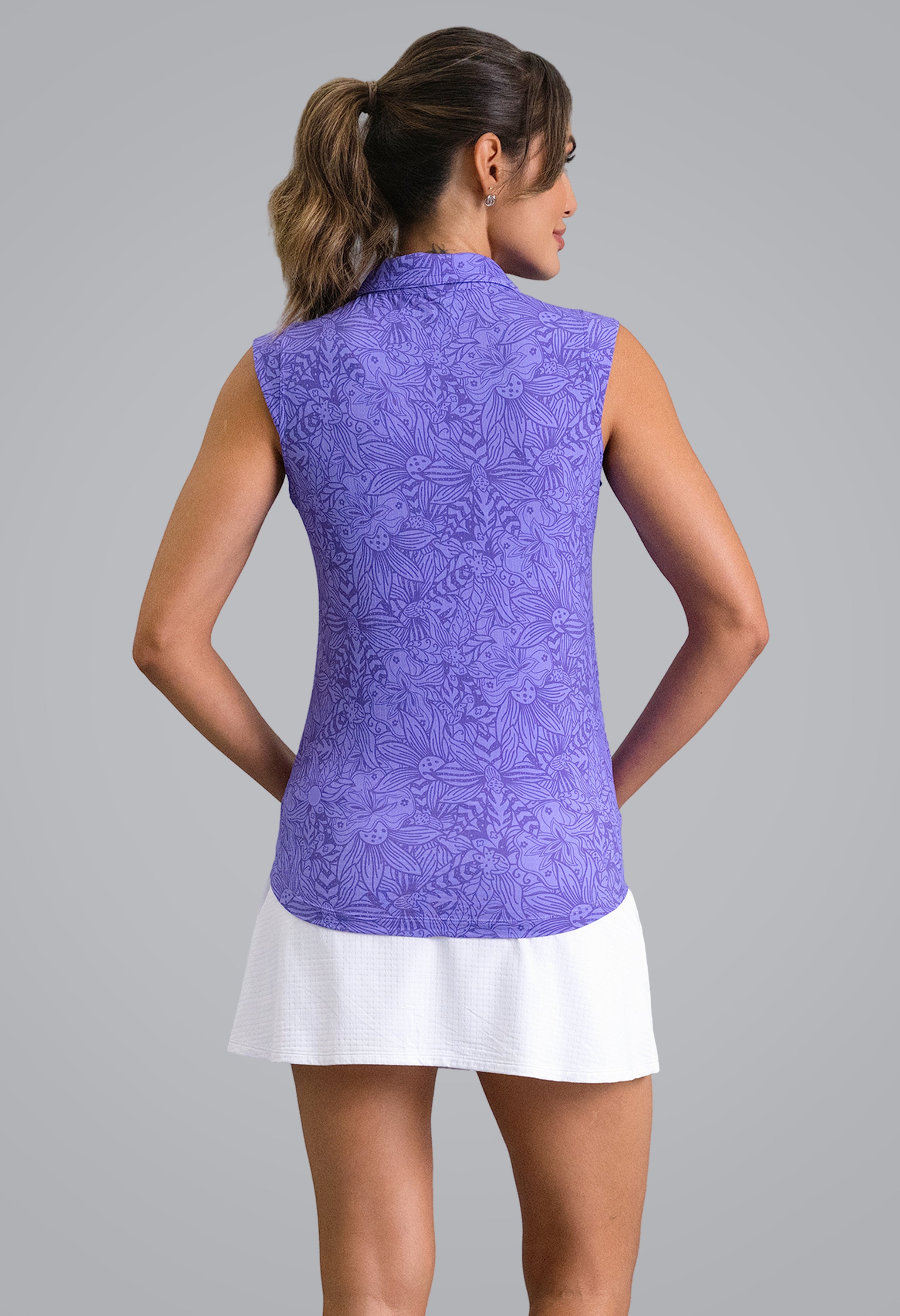 IBKÜL - Annie Sleeveless Polo - Color: Plum/Lavender