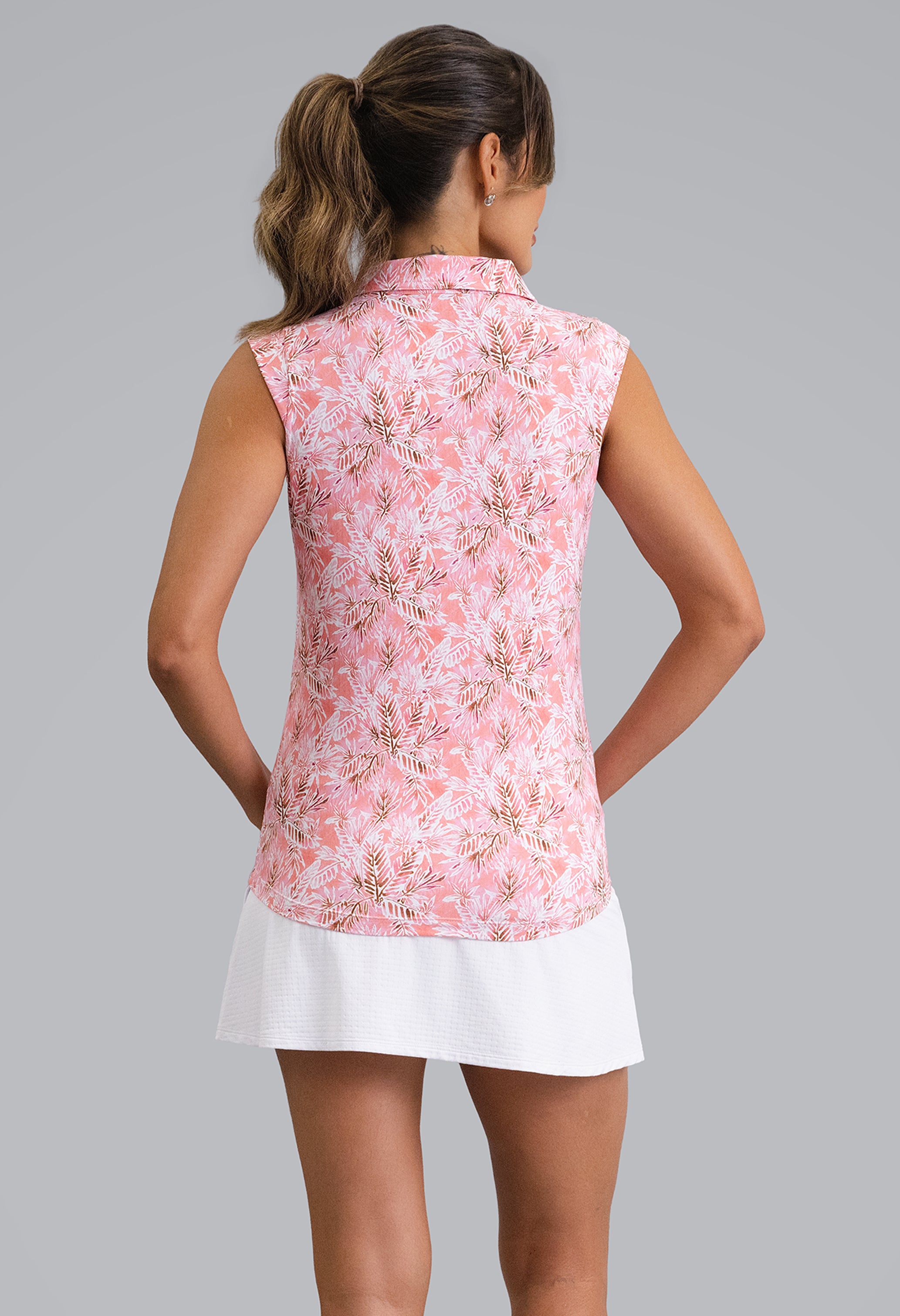 IBKÜL - Briana Sleeveless Polo - Color: Peach