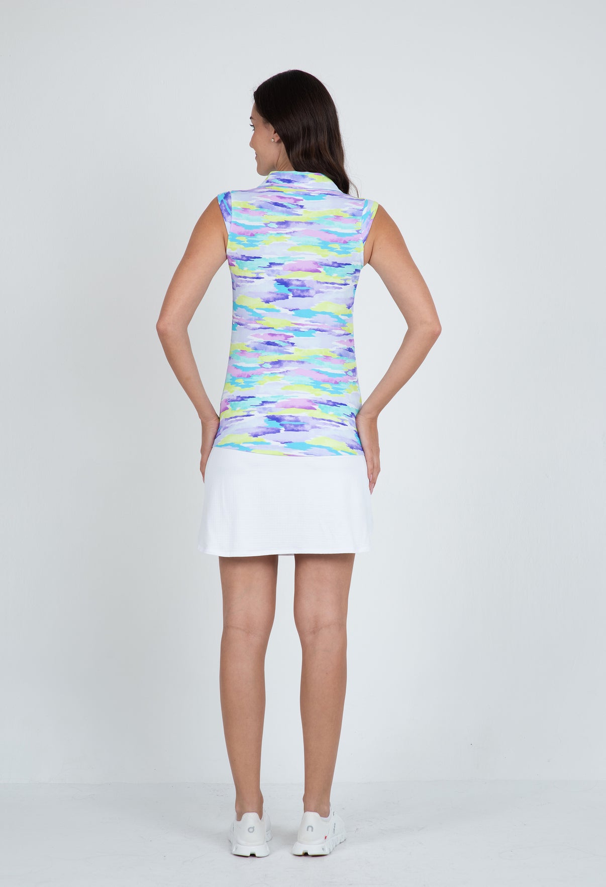 IBKÜL - Jessie Print Sleeveless Polo – 14867 - Color: Plum Multi