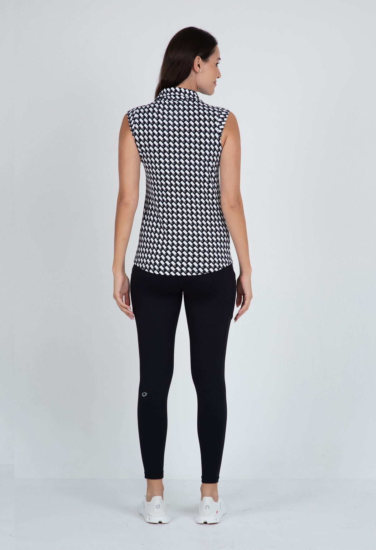 IBKÜL - Brooke Print Sleeveless Polo – 14875 - Color: White/Black