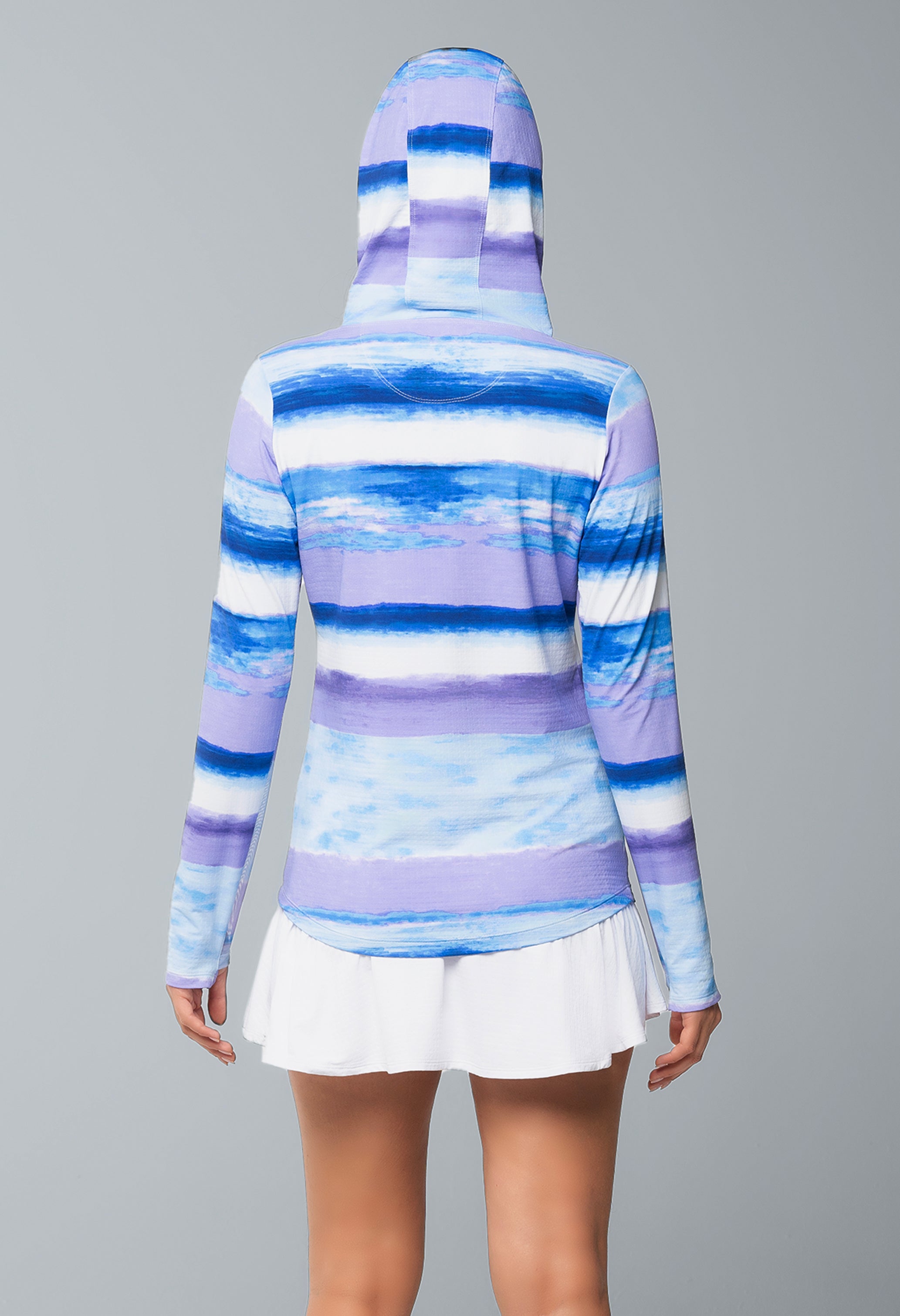 IBKÜL - Amy Print Long Sleeve Hoody – 16088 - Color: Peri/Lavender
