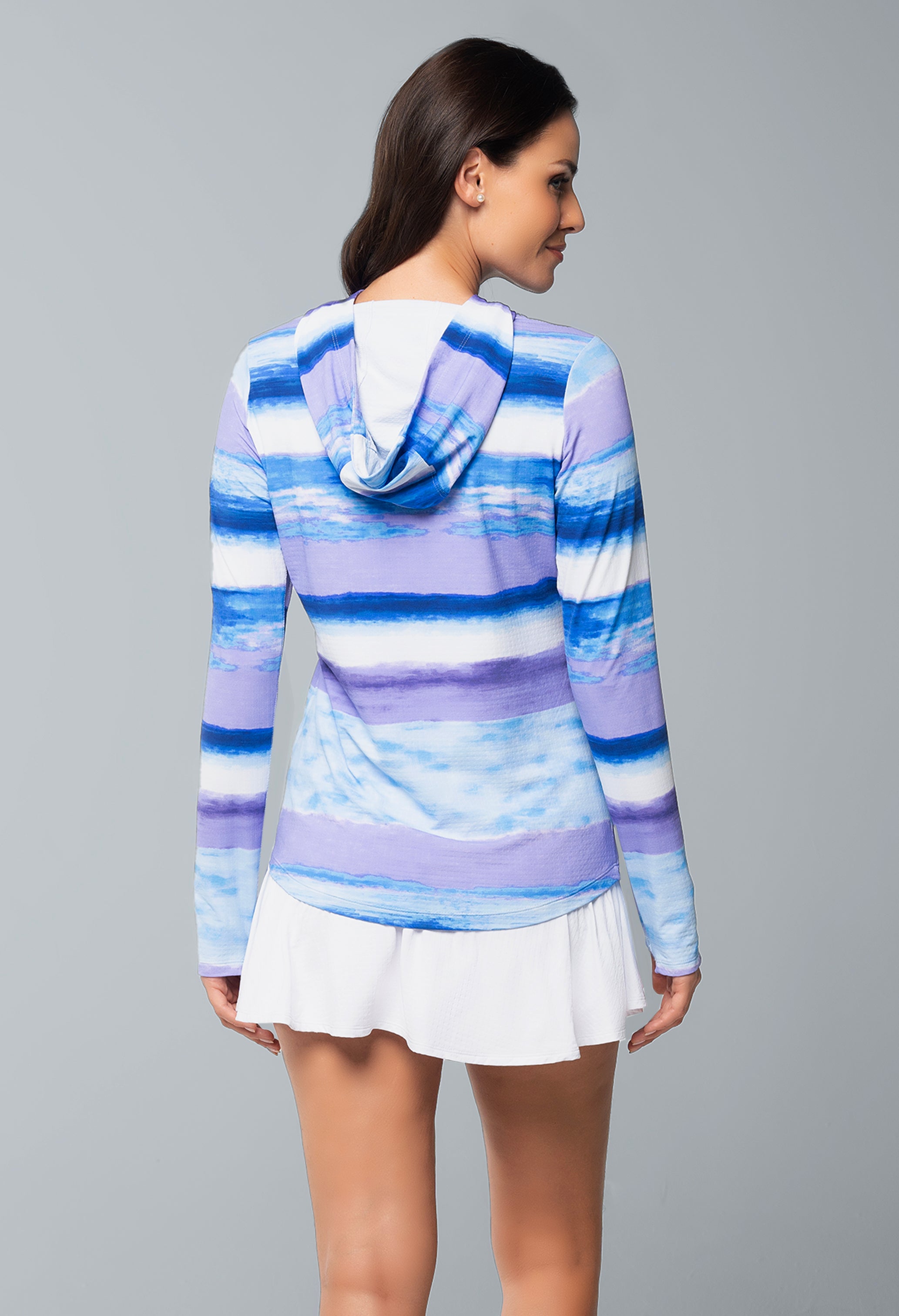 IBKÜL - Amy Print Long Sleeve Hoody – 16088 - Color: Peri/Lavender