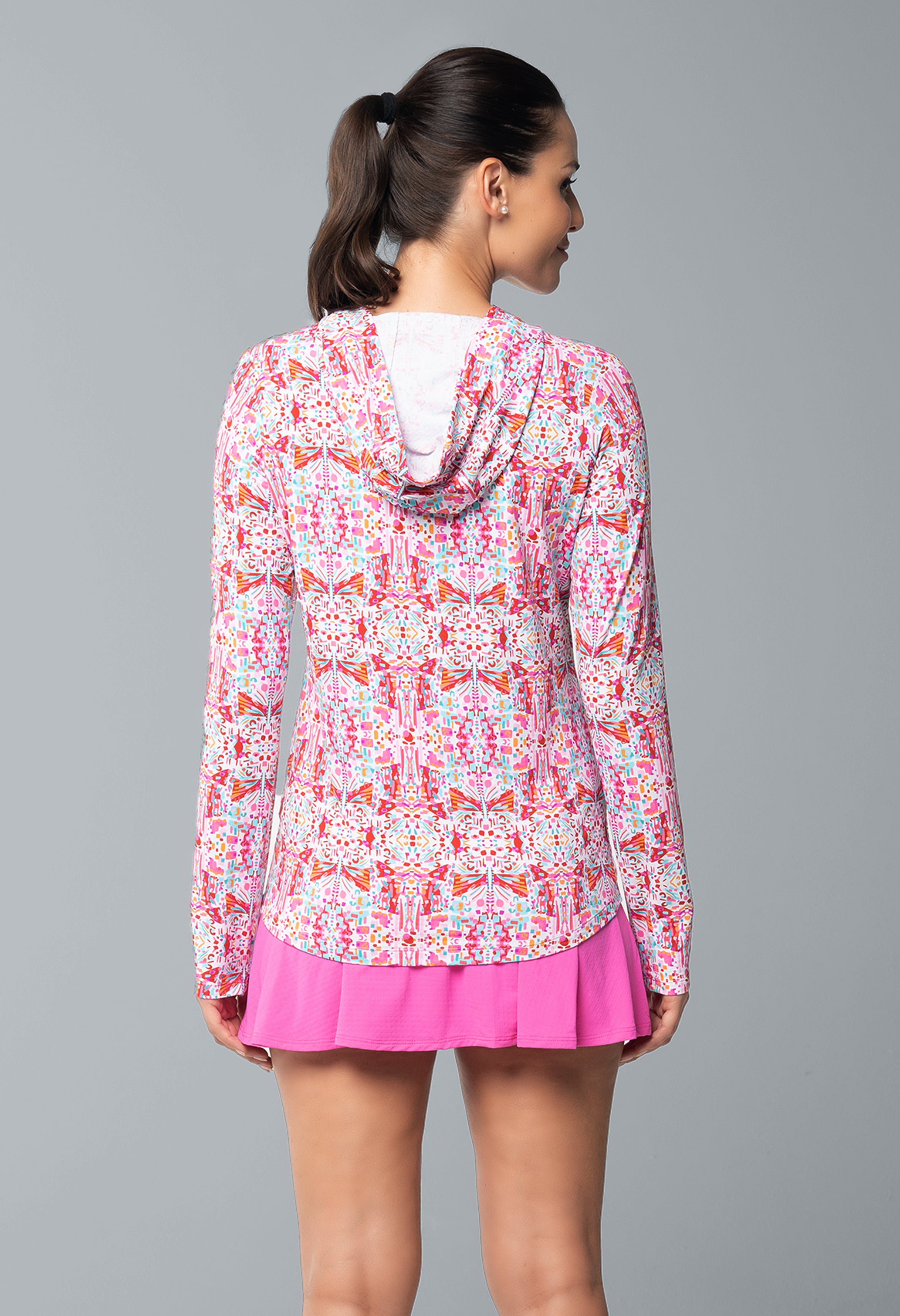 IBKÜL - Ridley Print Long Sleeve Hoody – 16089 - Color: Watermelon Multi