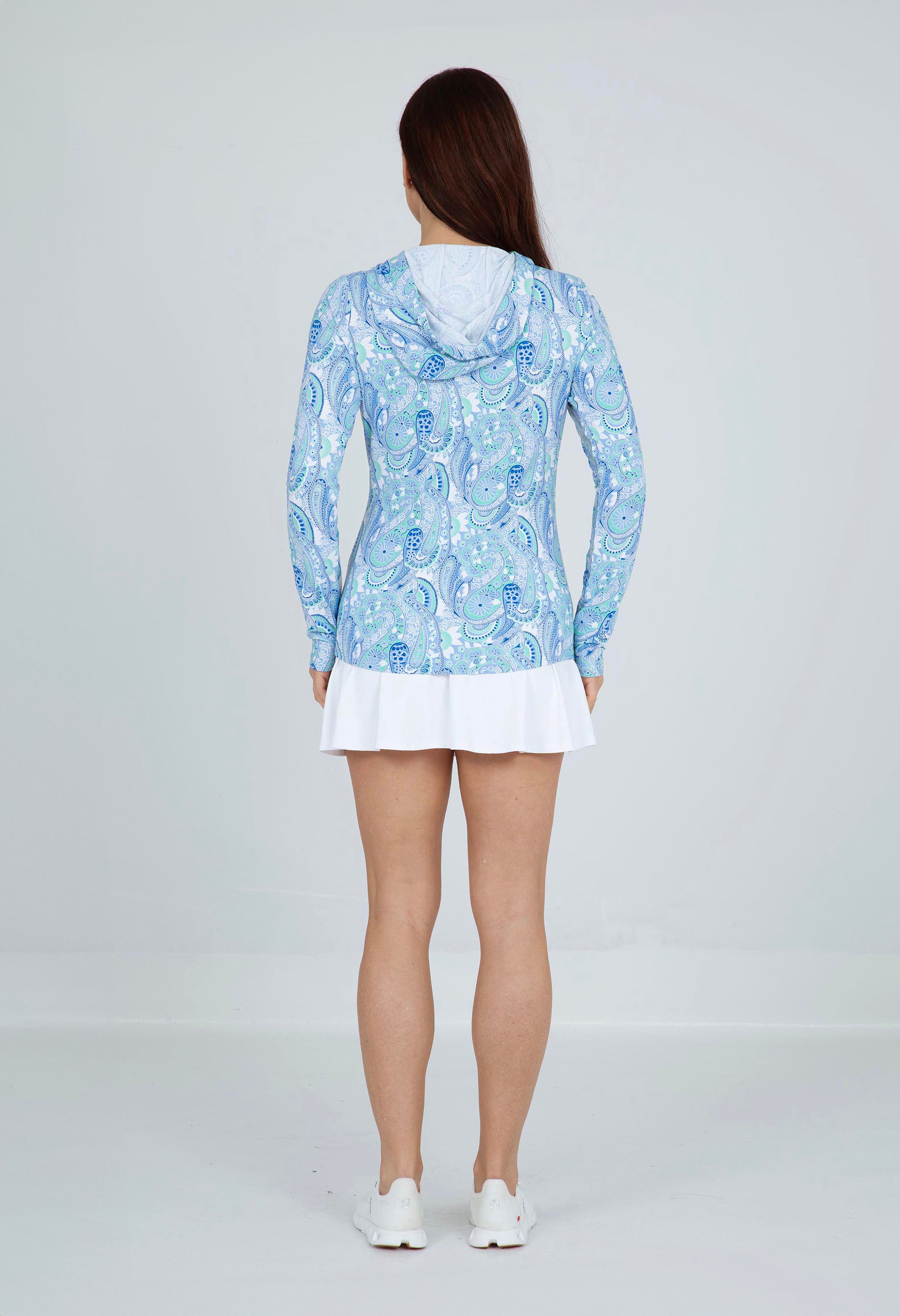 IBKÜL - Gloria Print Long Sleeve Hoody – 16869 - Color: Peri/Jade