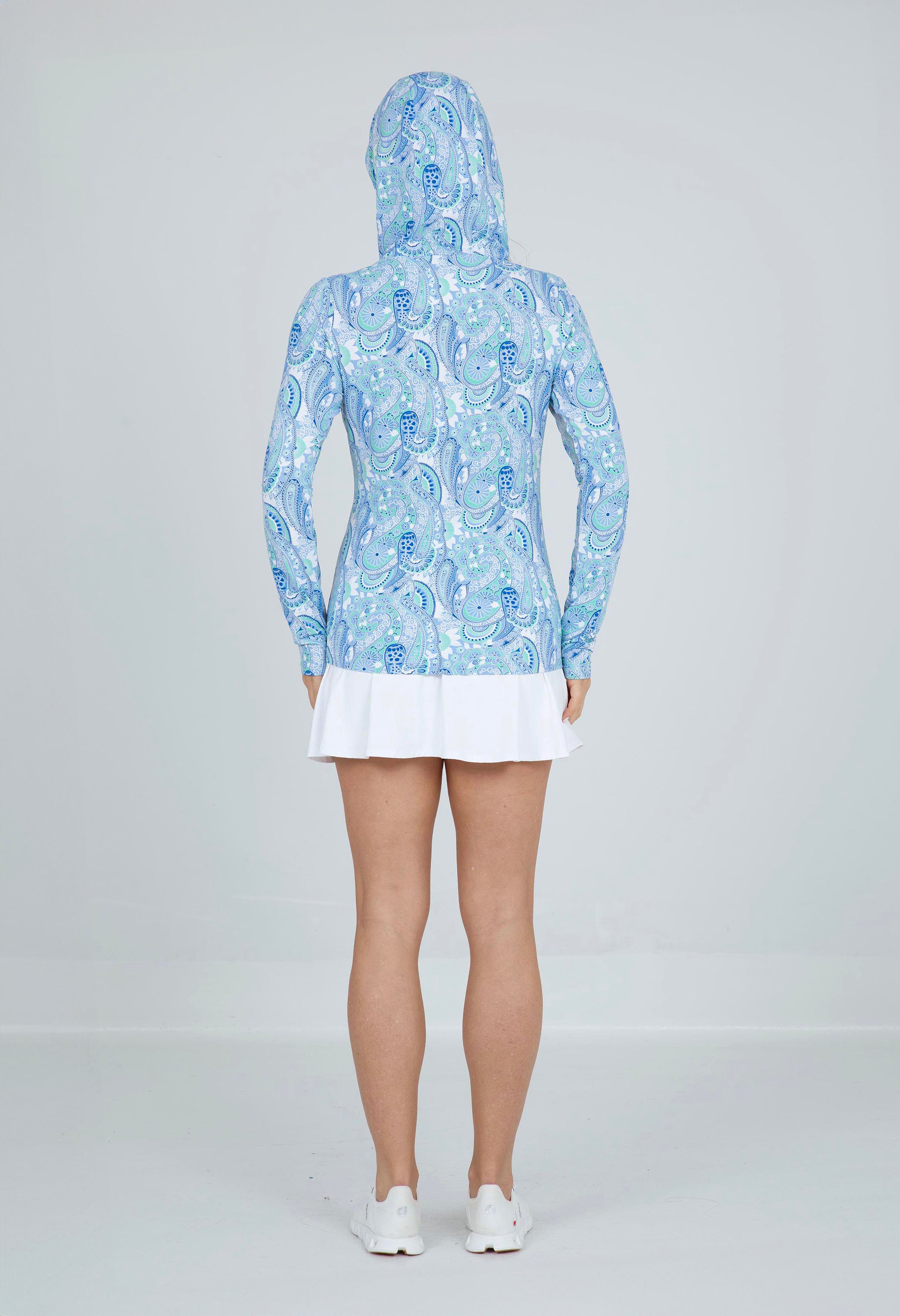 IBKÜL - Gloria Print Long Sleeve Hoody – 16869 - Color: Peri/Jade