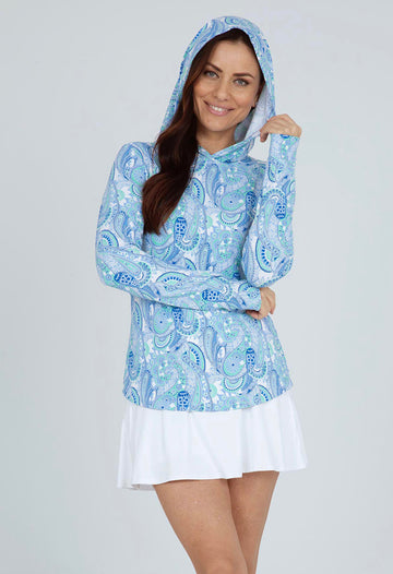 IBKÜL - Gloria Print Long Sleeve Hoody – 16869 - Color: Peri/Jade