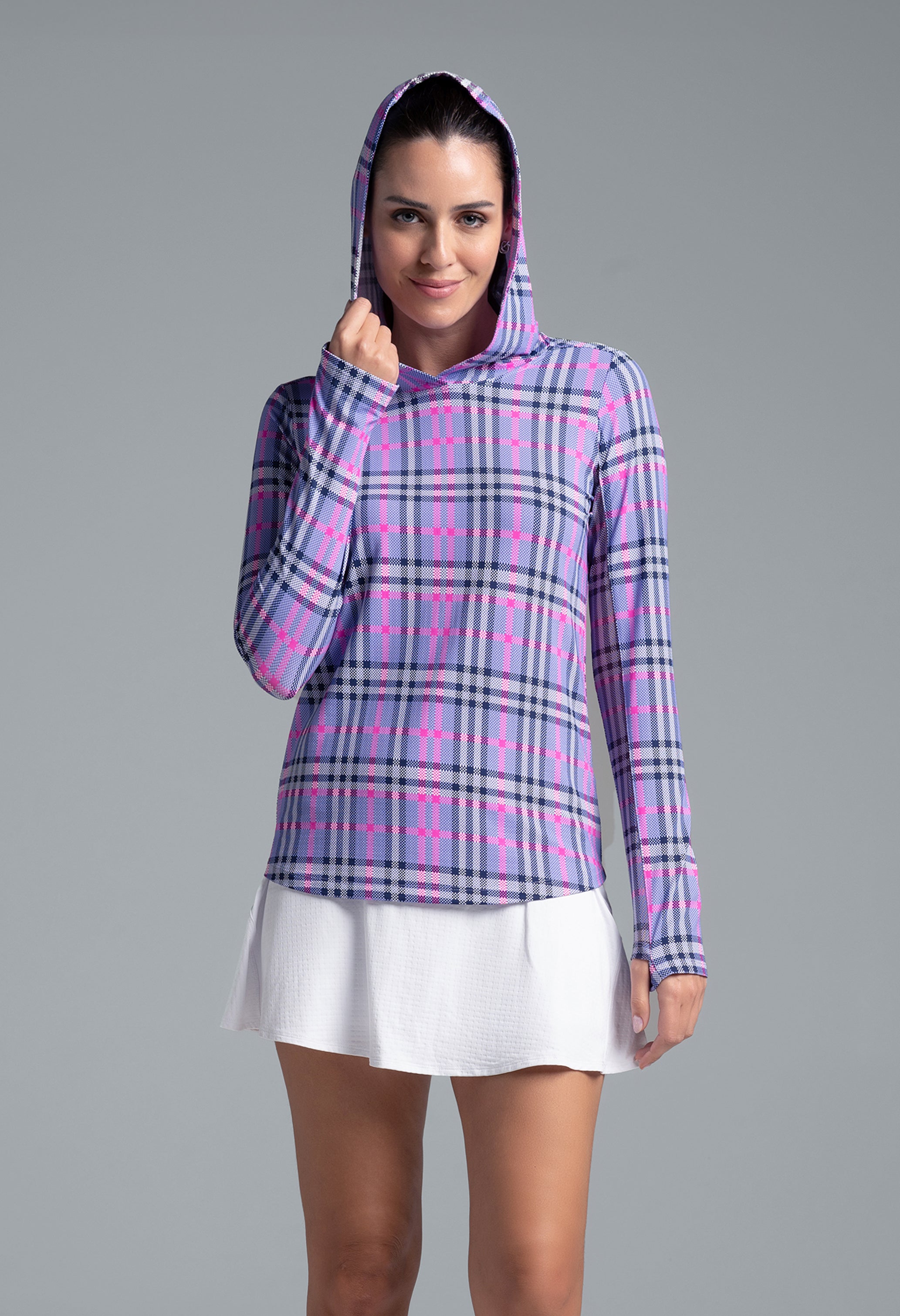 IBKÜL - Judith Print Long Sleeve Hoody – 16934 - Color: Lavender/Hot Pink