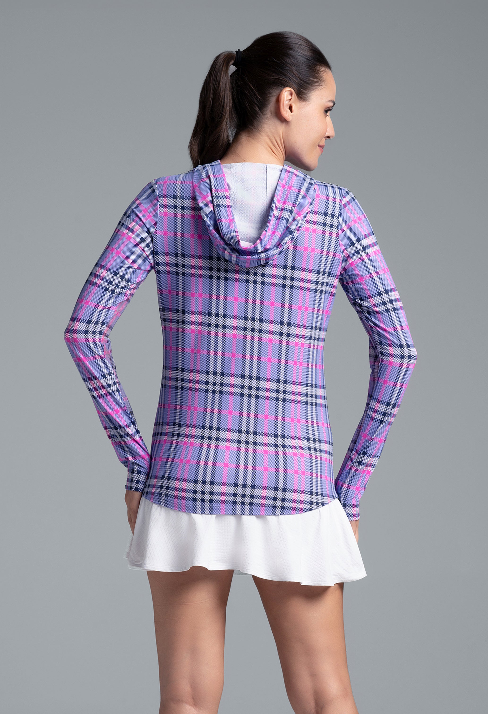 IBKÜL - Judith Print Long Sleeve Hoody – 16934 - Color: Lavender/Hot Pink