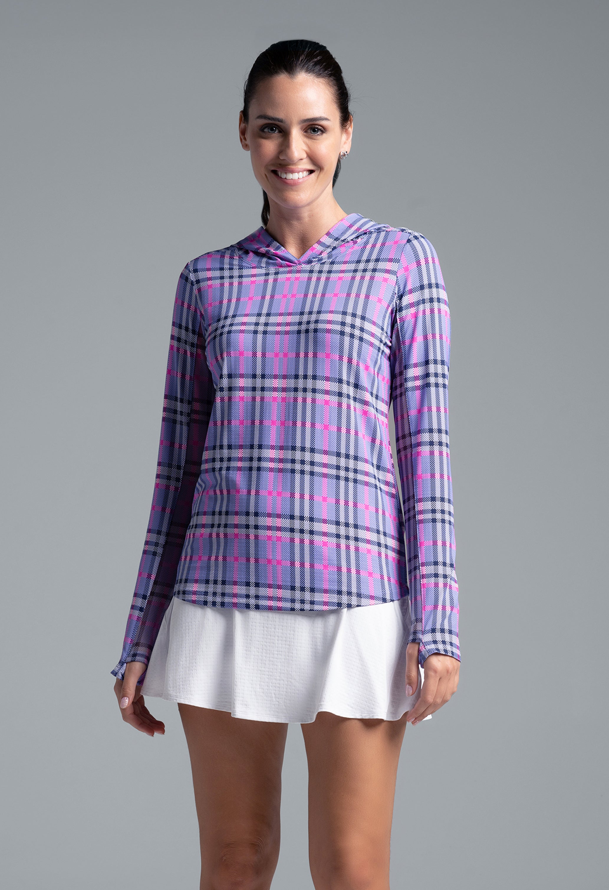 IBKÜL - Judith Print Long Sleeve Hoody – 16934 - Color: Lavender/Hot Pink