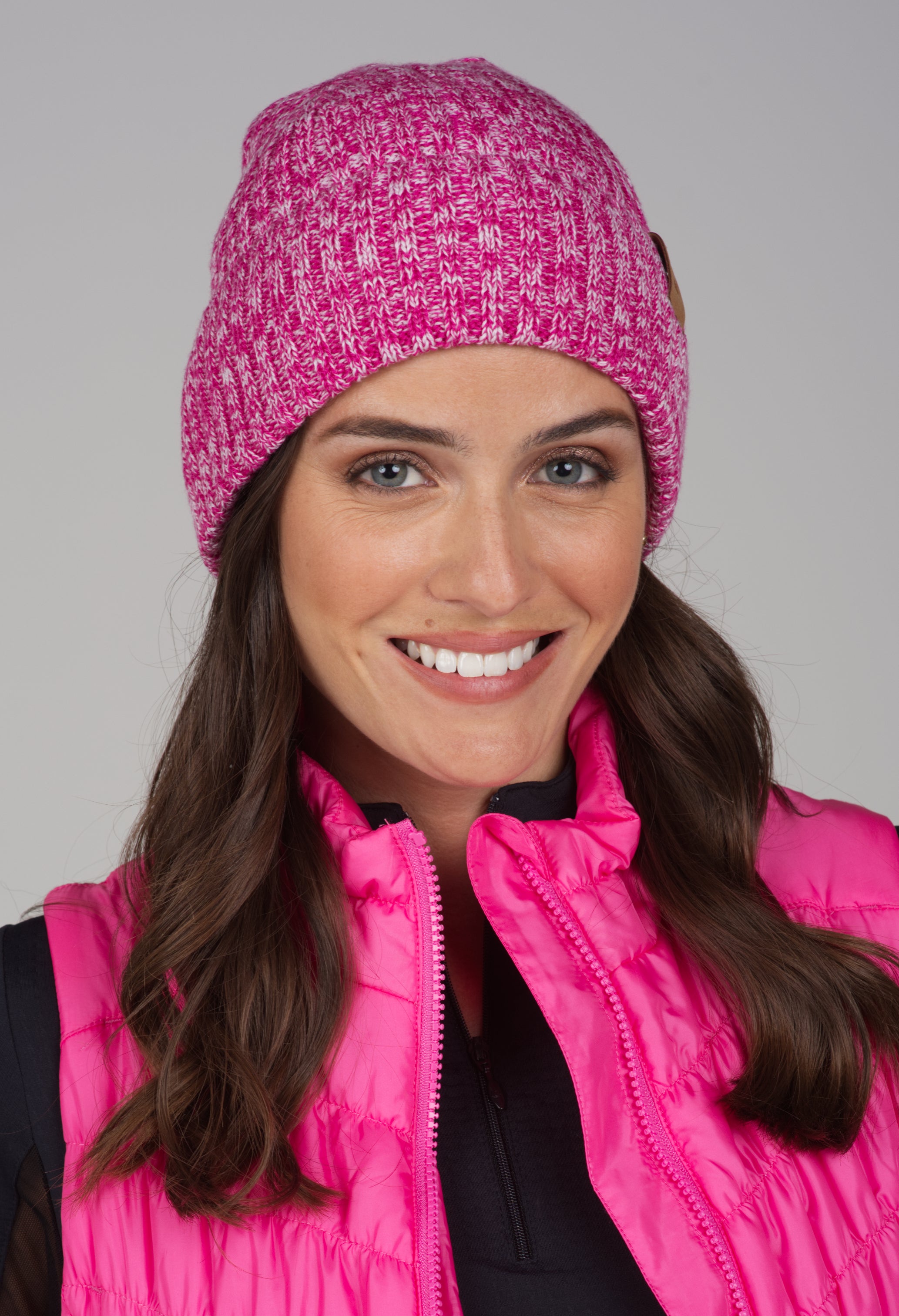 IBKÜL - Knit Hat - 18000 - Color: Hot Pink/White