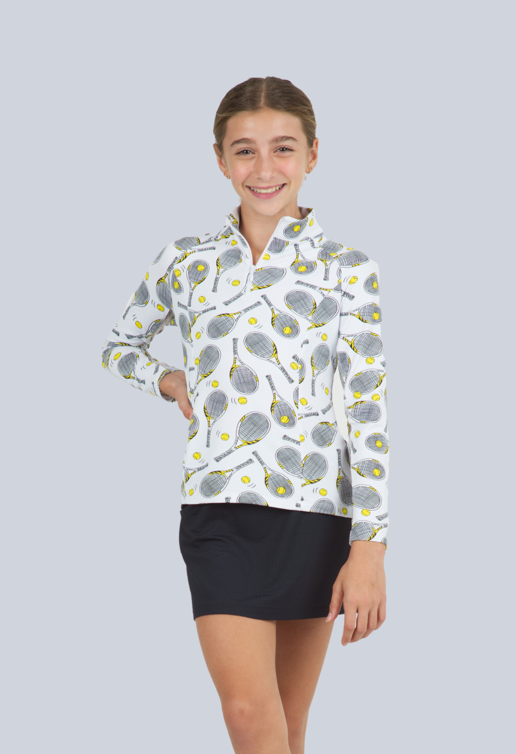 Youth Venus Print Long Sleeve Mock Neck Top