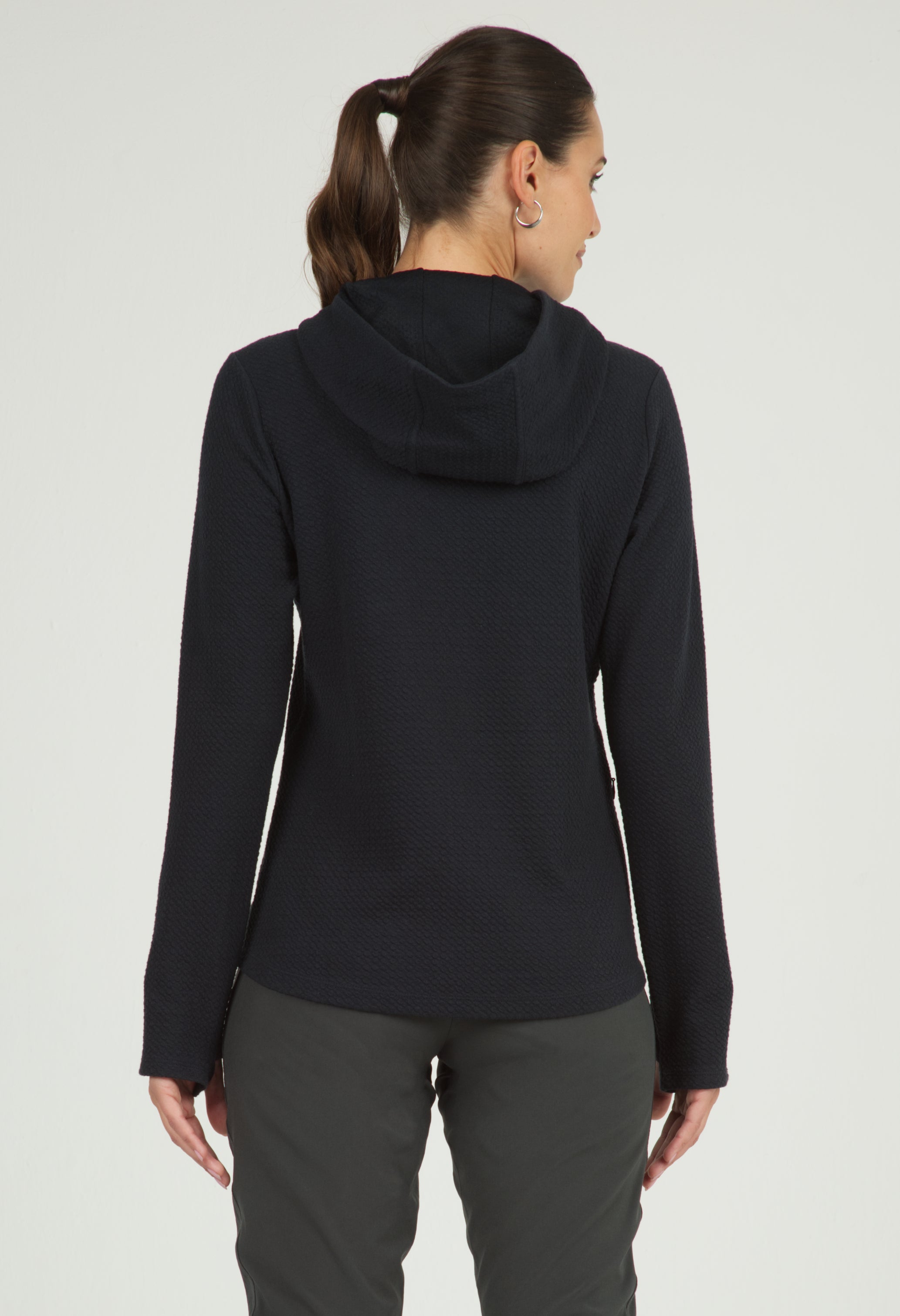 IBKÜL - Solid Popcorn Stitch Hoody - 30000 - Color: Black