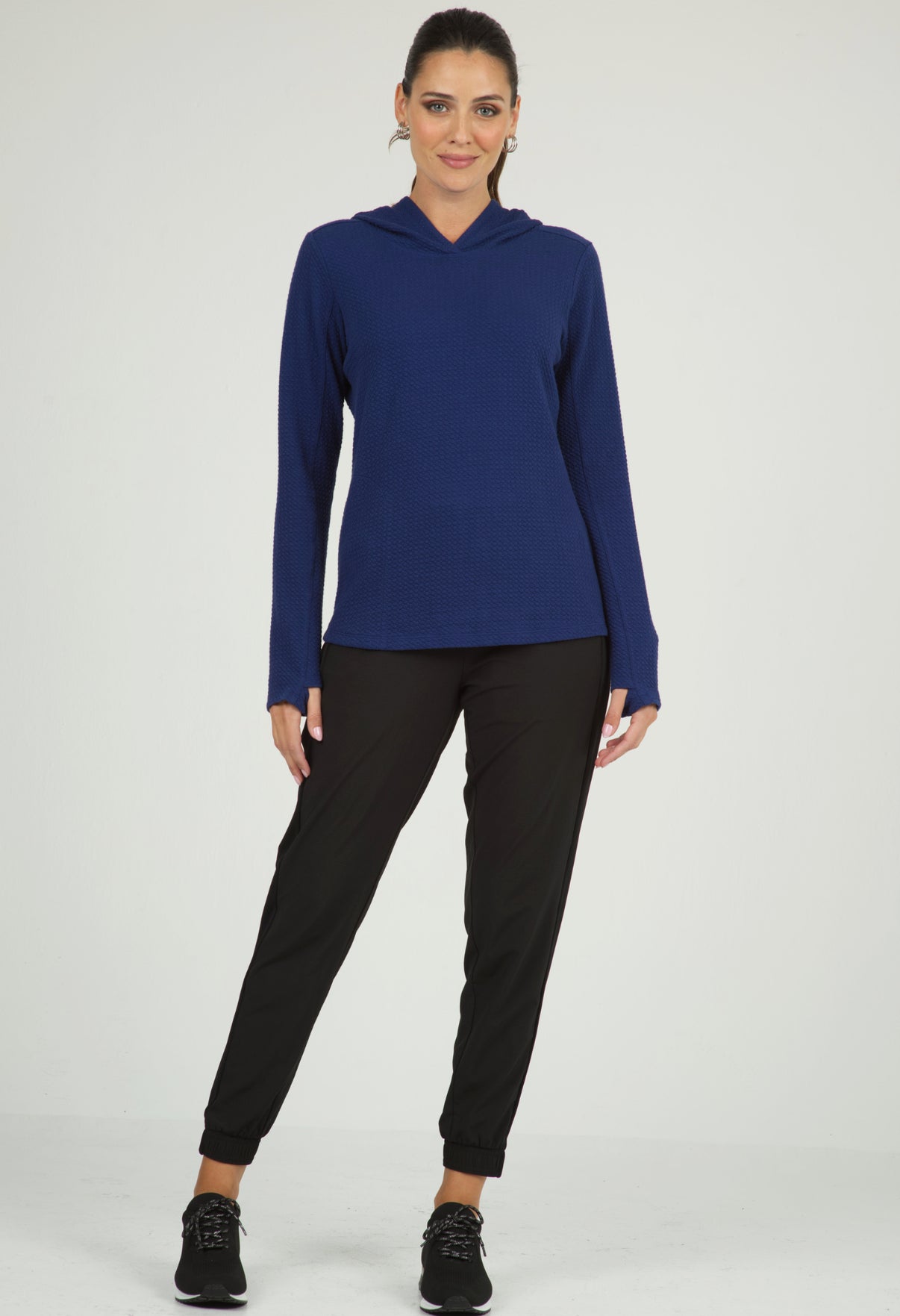 IBKÜL - Solid Popcorn Stitch Hoody - 30000 - Color: Navy