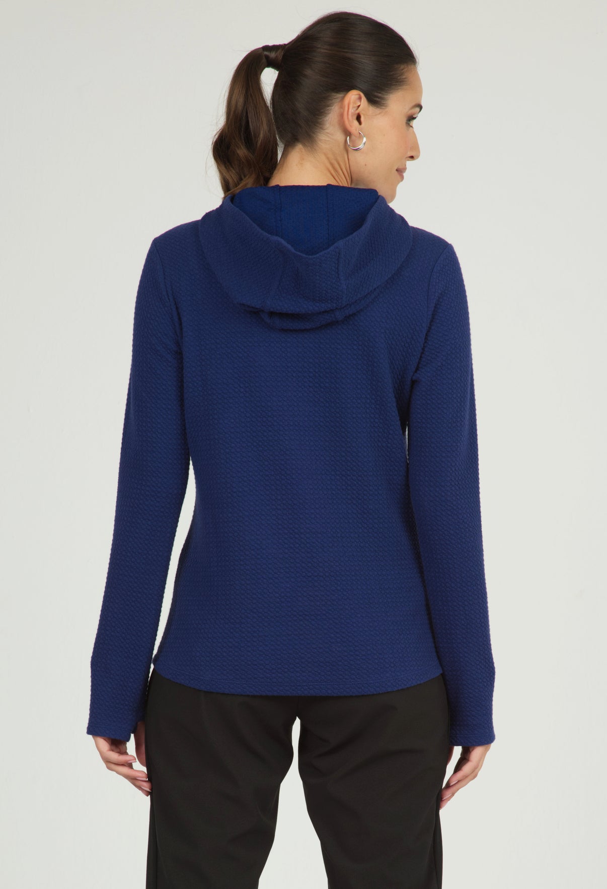 IBKÜL - Solid Popcorn Stitch Hoody - 30000 - Color: Navy