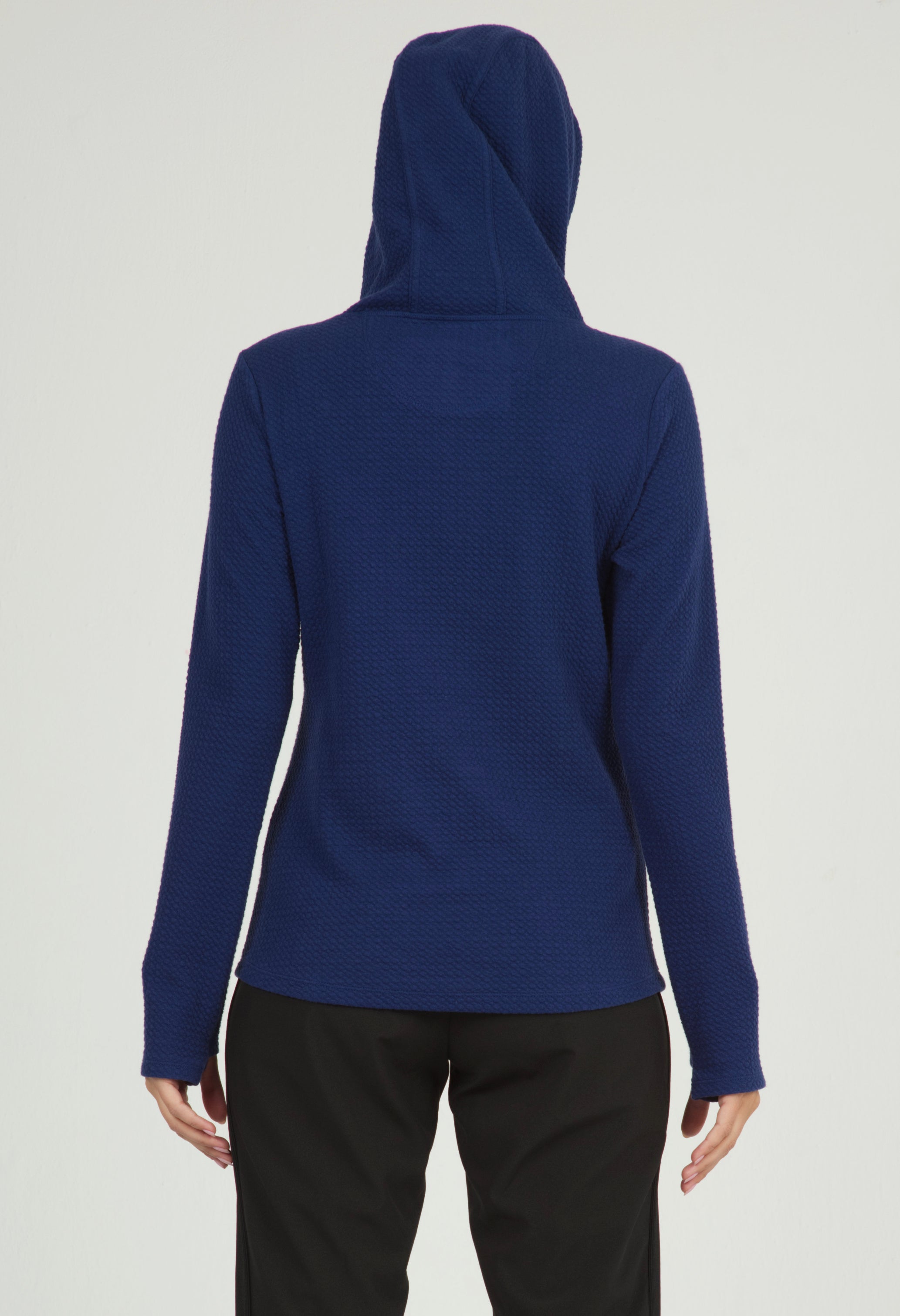 IBKÜL - Solid Popcorn Stitch Hoody - 30000 - Color: Navy