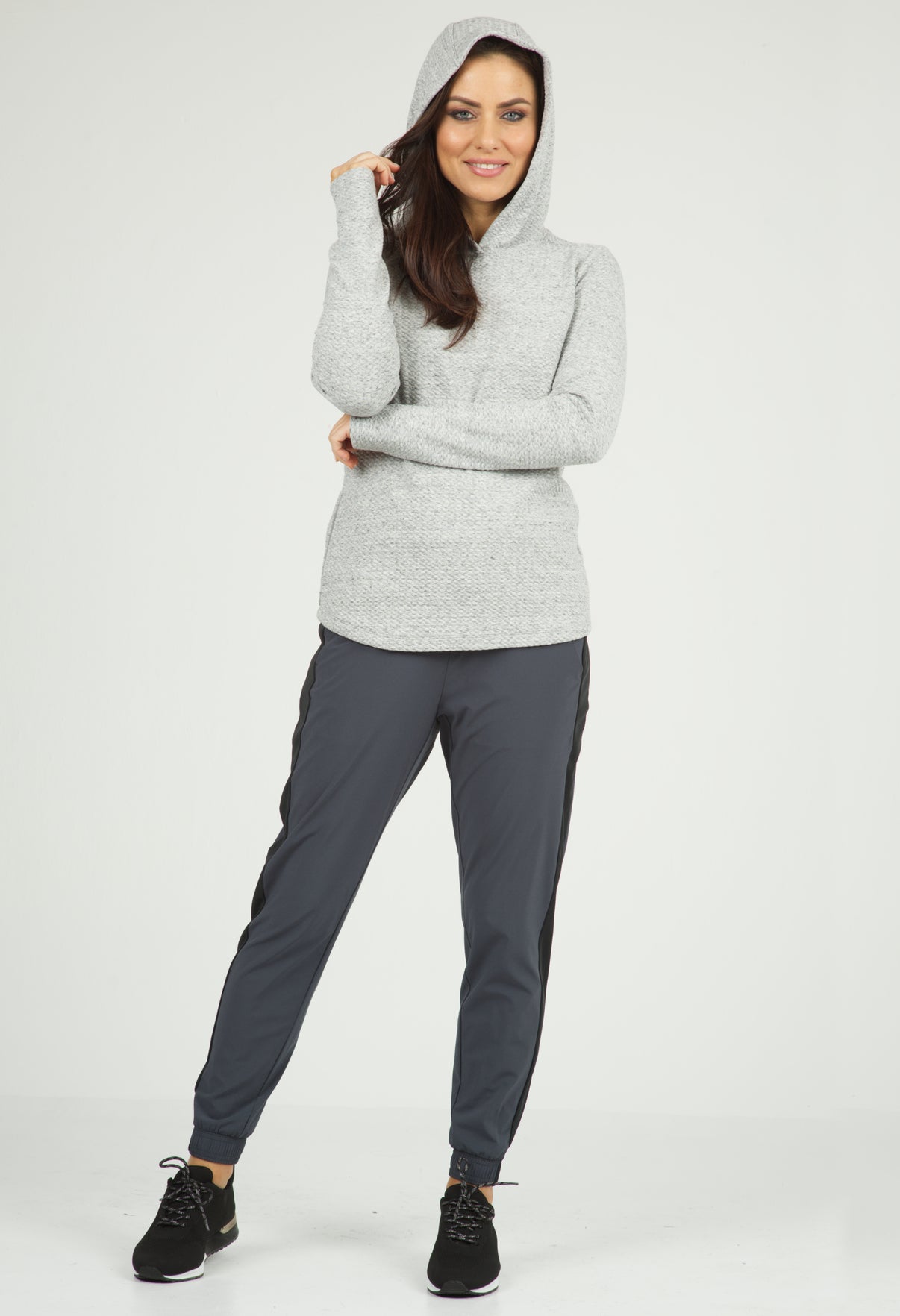 IBKÜL - Solid Popcorn Stitch Hoody - 30000 - Color: Oxford