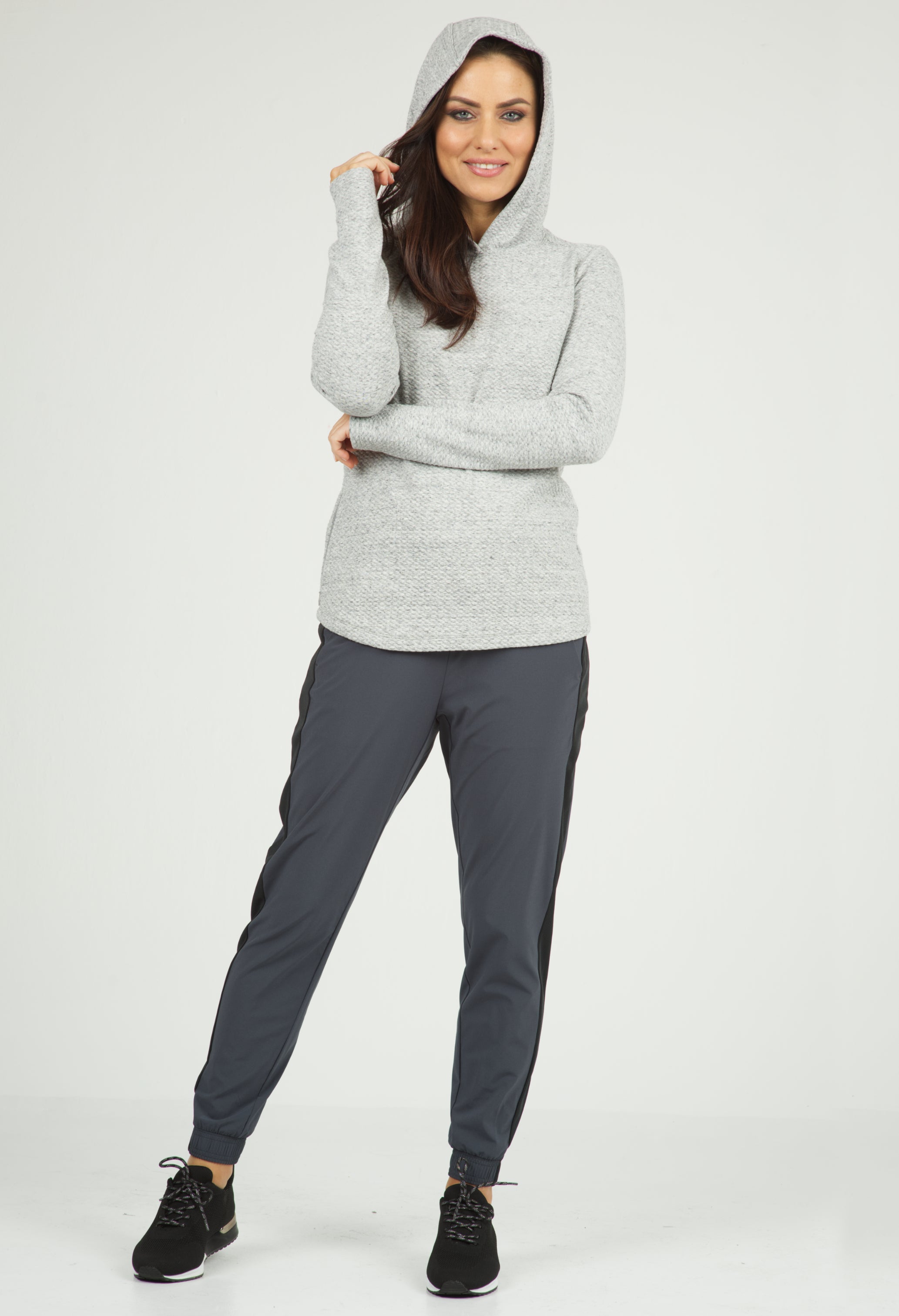 IBKÜL - Solid Popcorn Stitch Hoody - 30000 - Color: Oxford