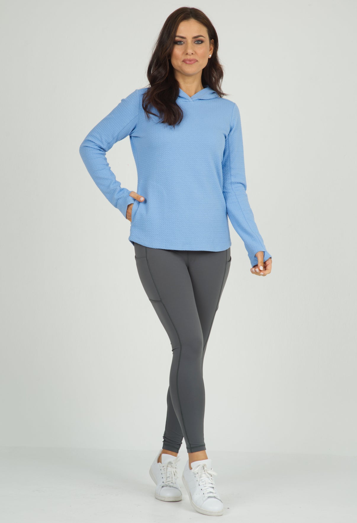 IBKÜL - Solid Popcorn Stitch Hoody - 30000 - Color: Peri