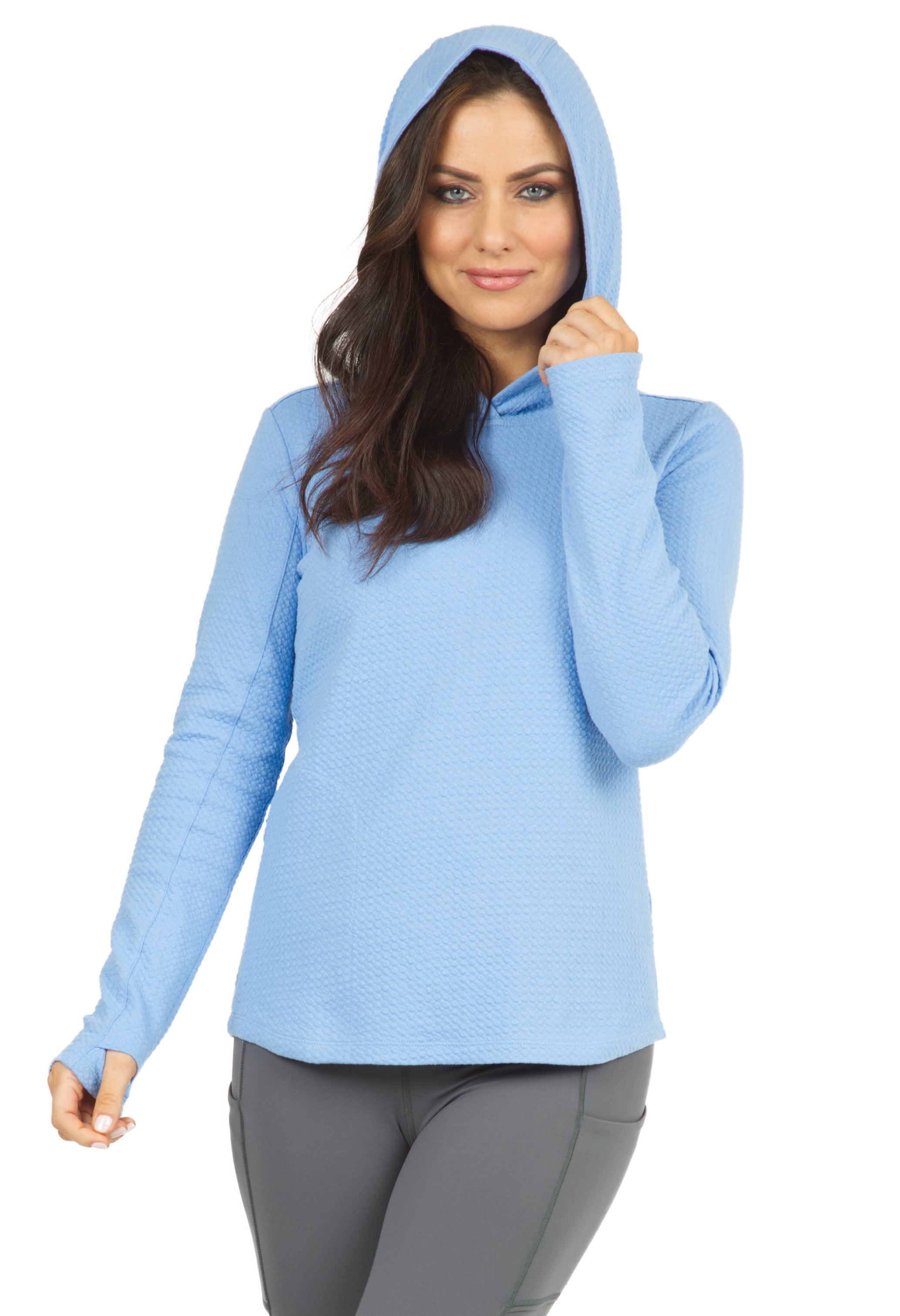 IBKÜL - Solid Popcorn Stitch Hoody - 30000 - Color: Peri