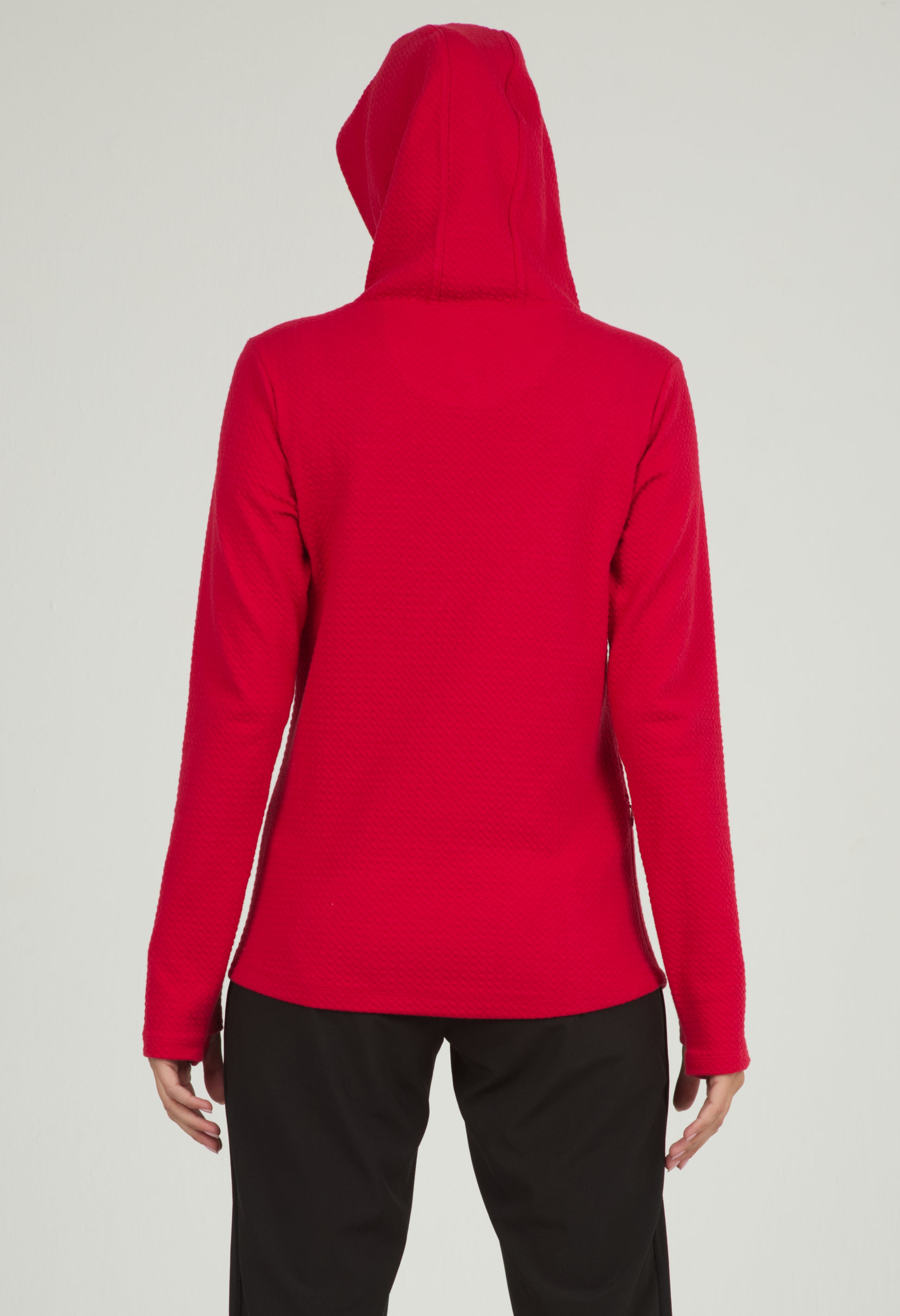IBKÜL - Solid Popcorn Stitch Hoody - 30000 - Color: Red