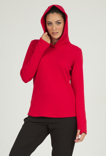 IBKÜL - Solid Popcorn Stitch Hoody - 30000 - Color: Red