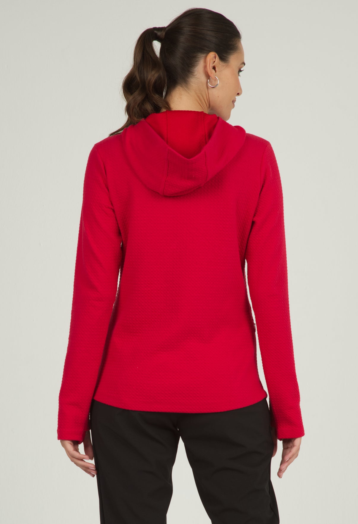 IBKÜL - Solid Popcorn Stitch Hoody - 30000 - Color: Red