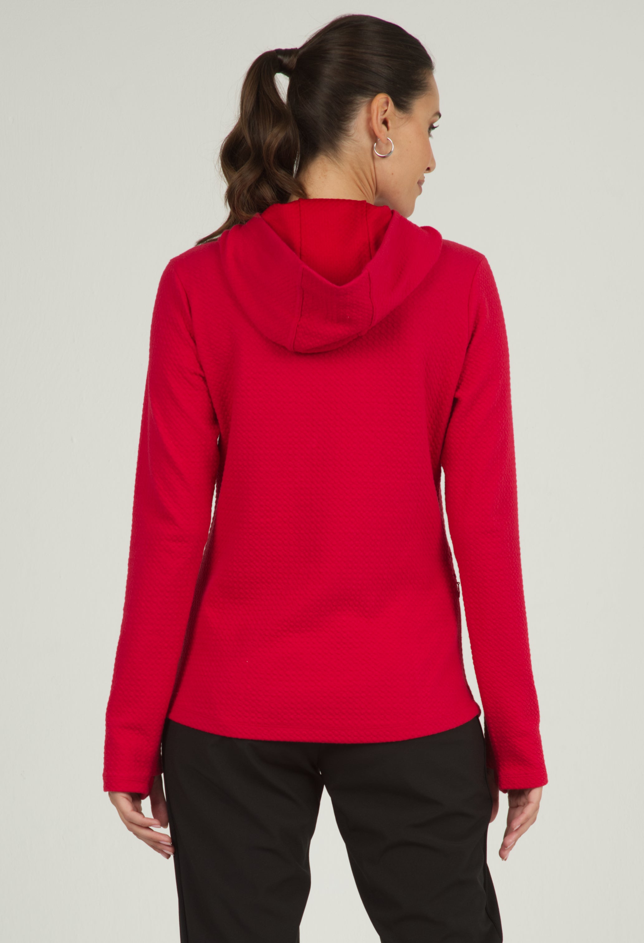IBKÜL - Solid Popcorn Stitch Hoody - 30000 - Color: Red