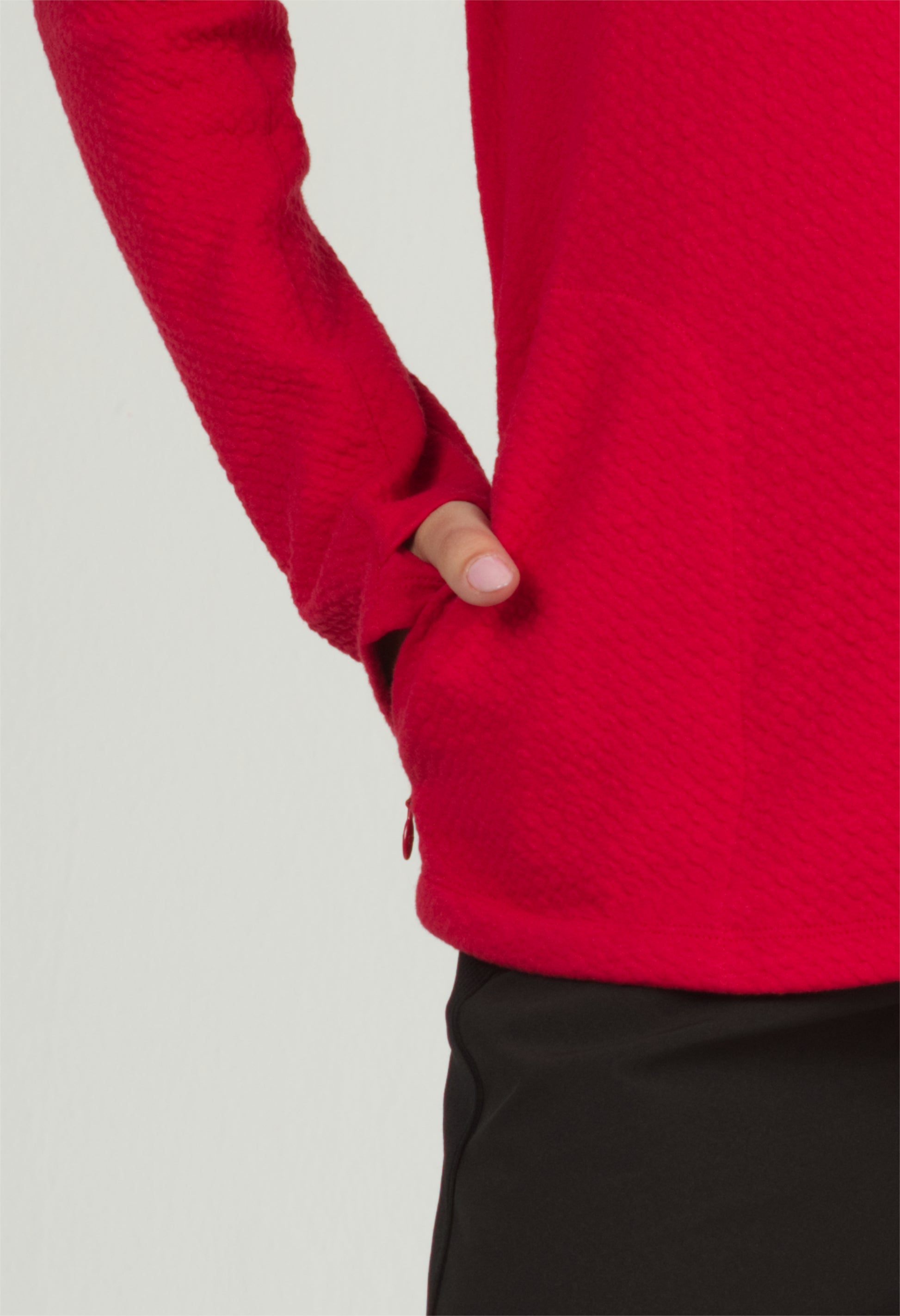 IBKÜL - Solid Popcorn Stitch Hoody - 30000 - Color: Red