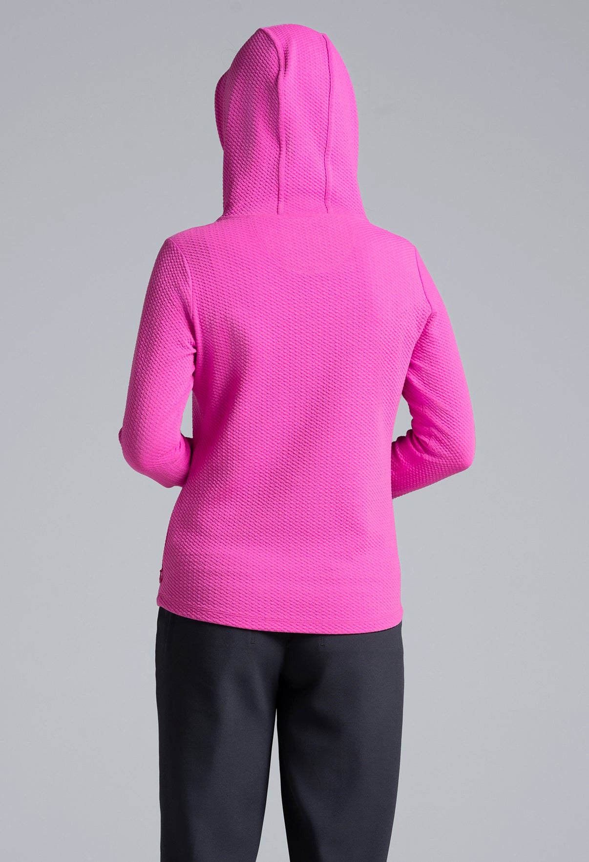IBKÜL - Solid Popcorn Stitch Hoody - 30001 - Color: Hot Pink