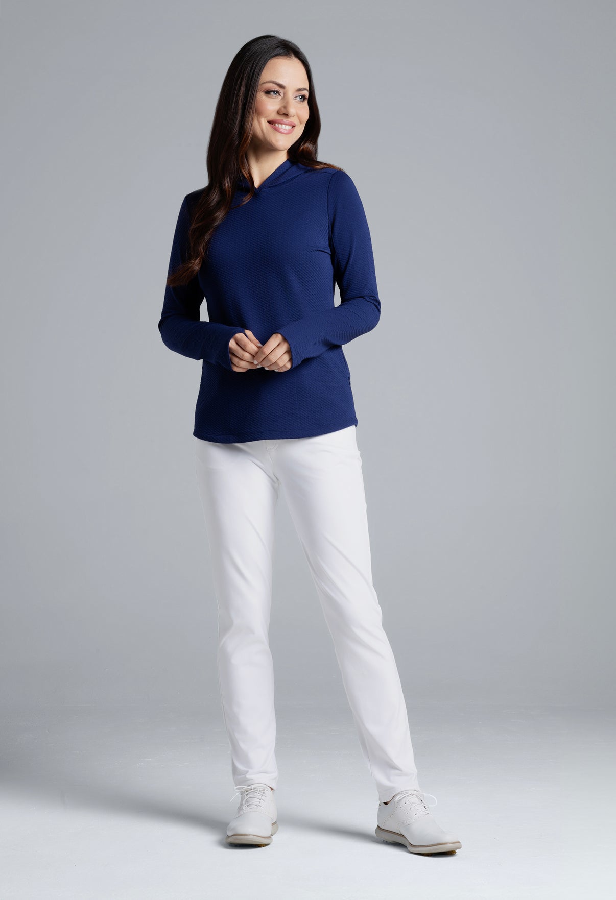 IBKÜL - Solid Popcorn Stitch Hoody - 30001 - Color: Navy