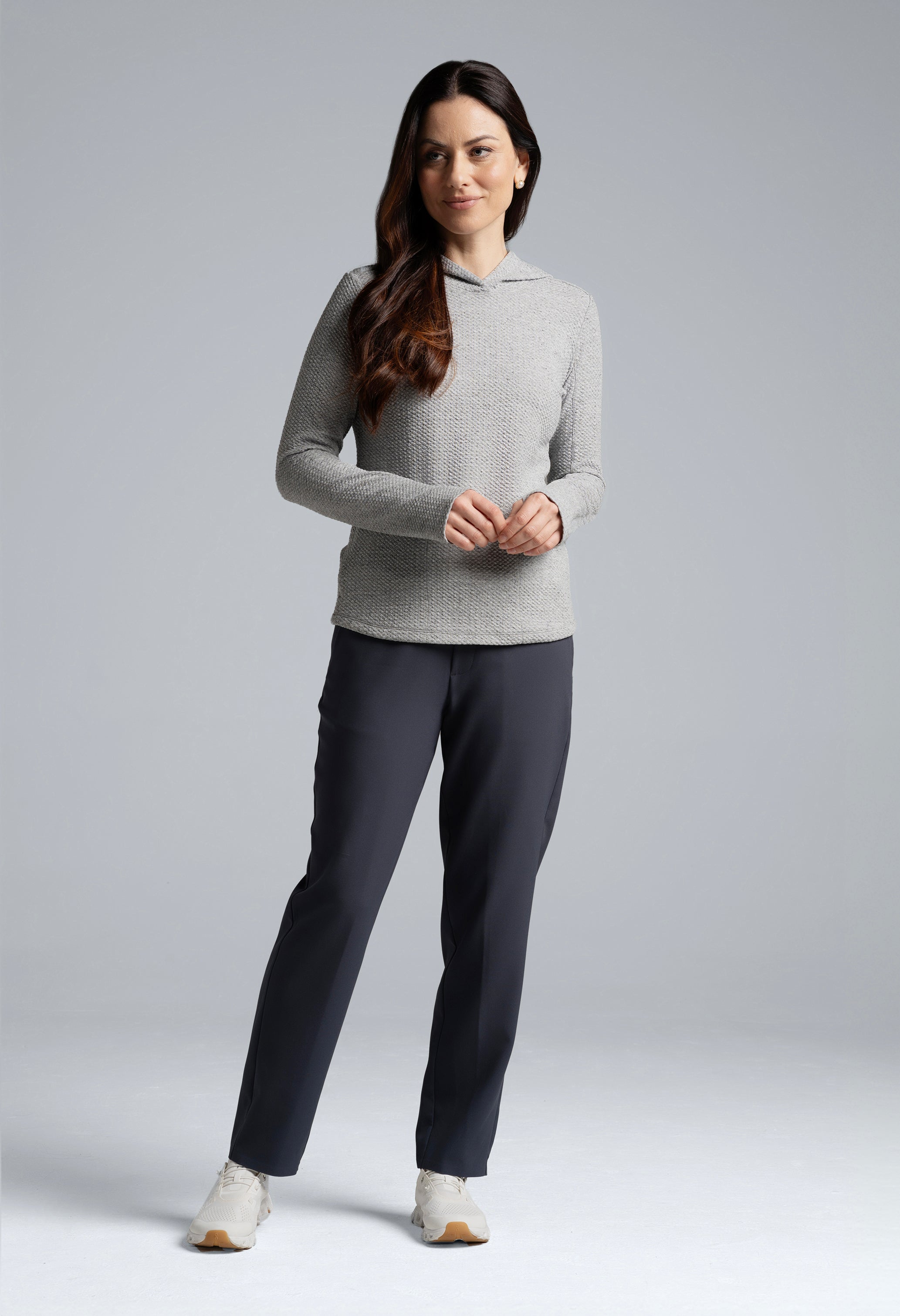 IBKÜL - Solid Popcorn Stitch Hoody - 30001 - Color: Oxford