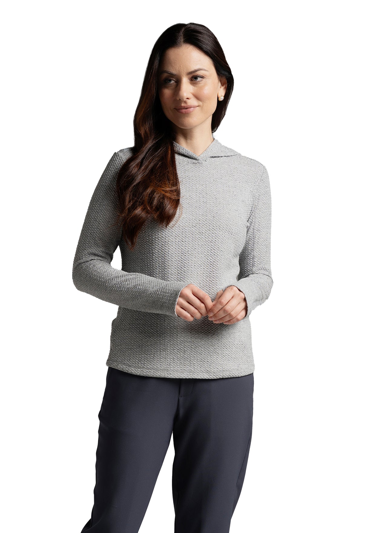 IBKÜL - Solid Popcorn Stitch Hoody - 30001 - Color: Oxford