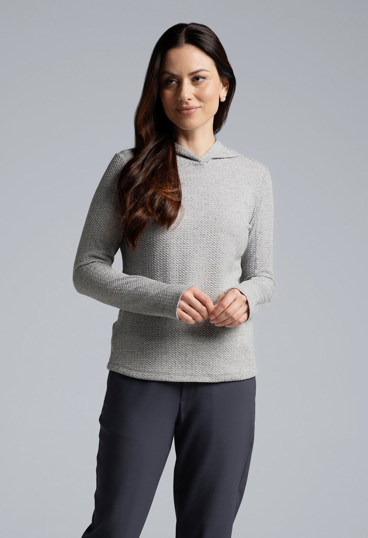 IBKÜL - Solid Popcorn Stitch Hoody - 30001 - Color: Oxford