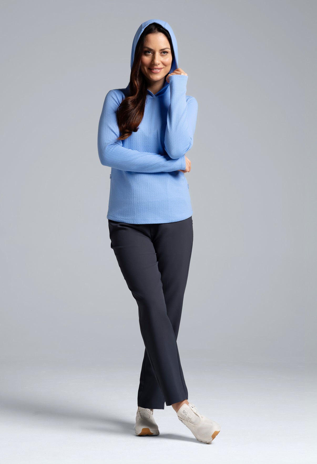 IBKÜL - Solid Popcorn Stitch Hoody - 30001 - Color: Peri