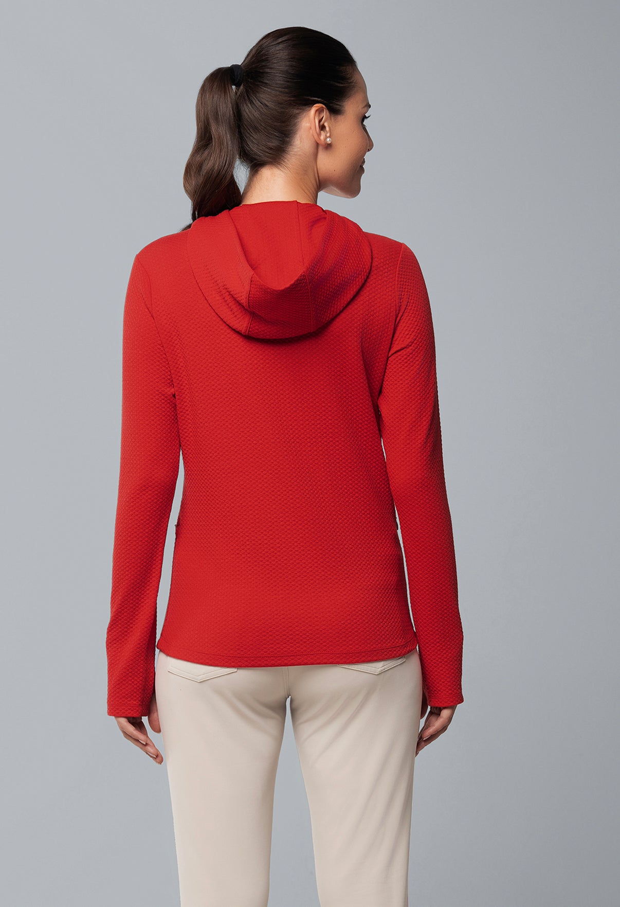 IBKÜL - Solid Popcorn Stitch Hoody - 30001 - Color: Red