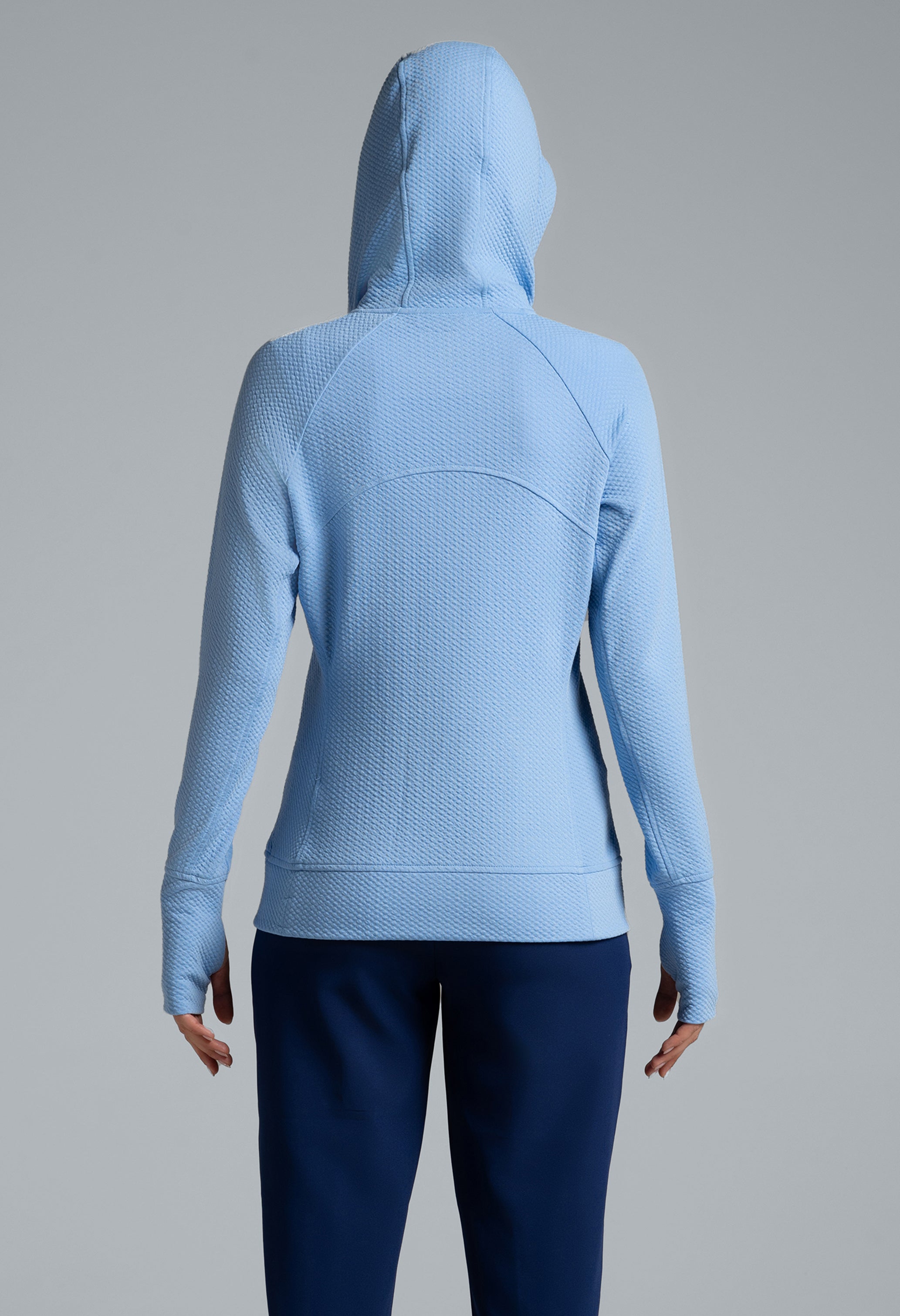Solid Popcorn Stitch Zip Hoody Jacket