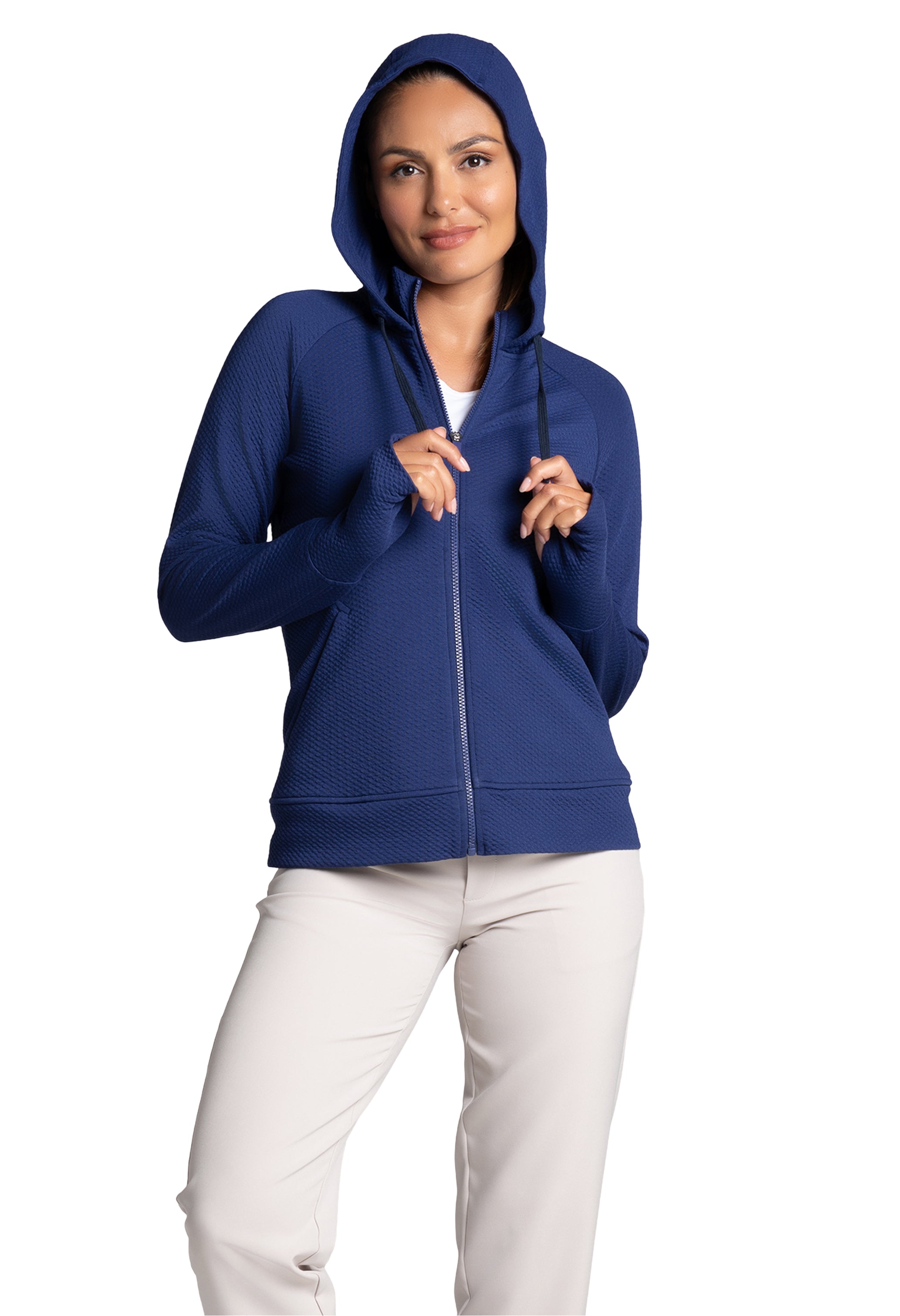 Solid Popcorn Stitch Zip Hoody Jacket