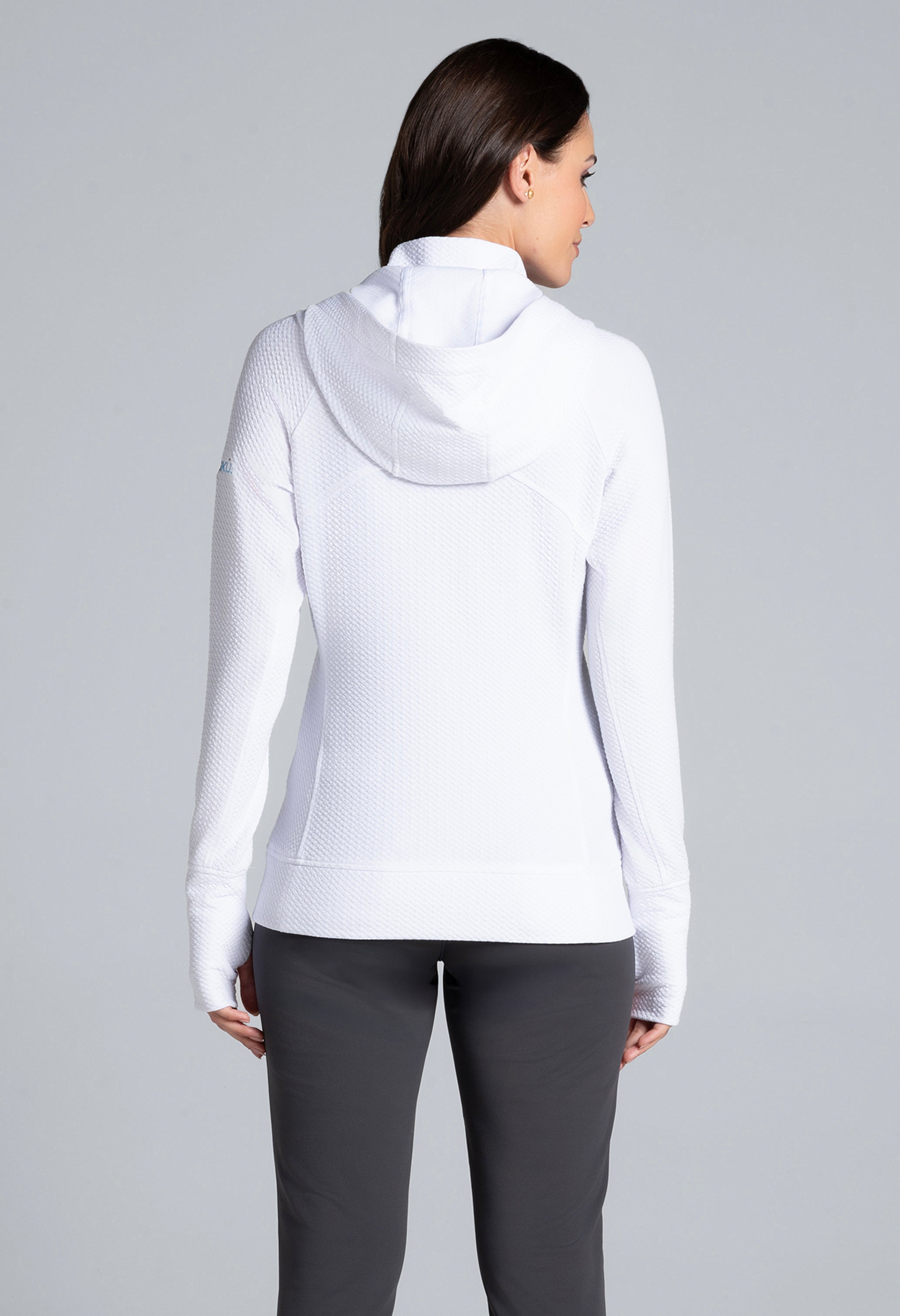Solid Popcorn Stitch Zip Hoody Jacket