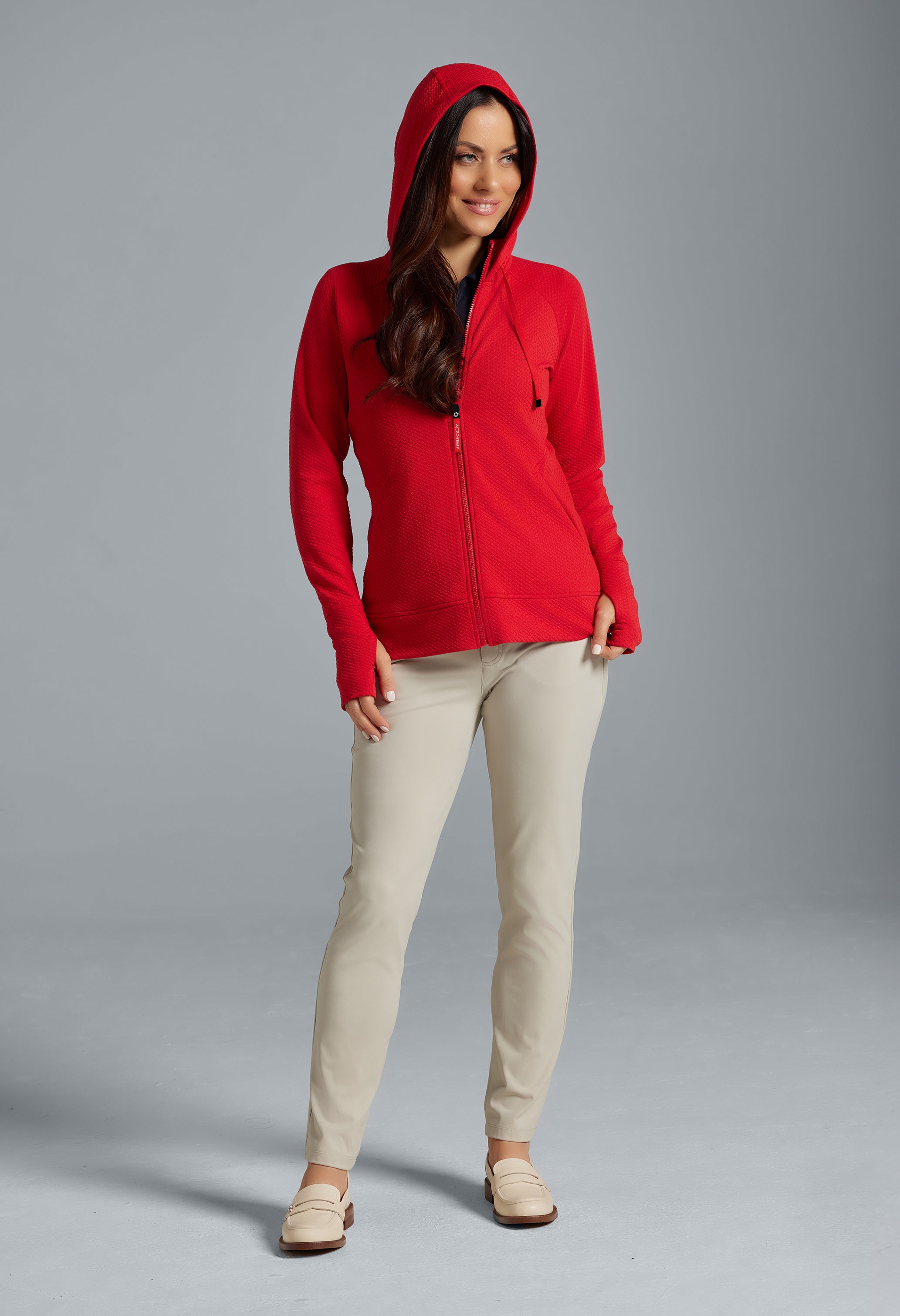 Solid Popcorn Stitch Zip Hoody Jacket